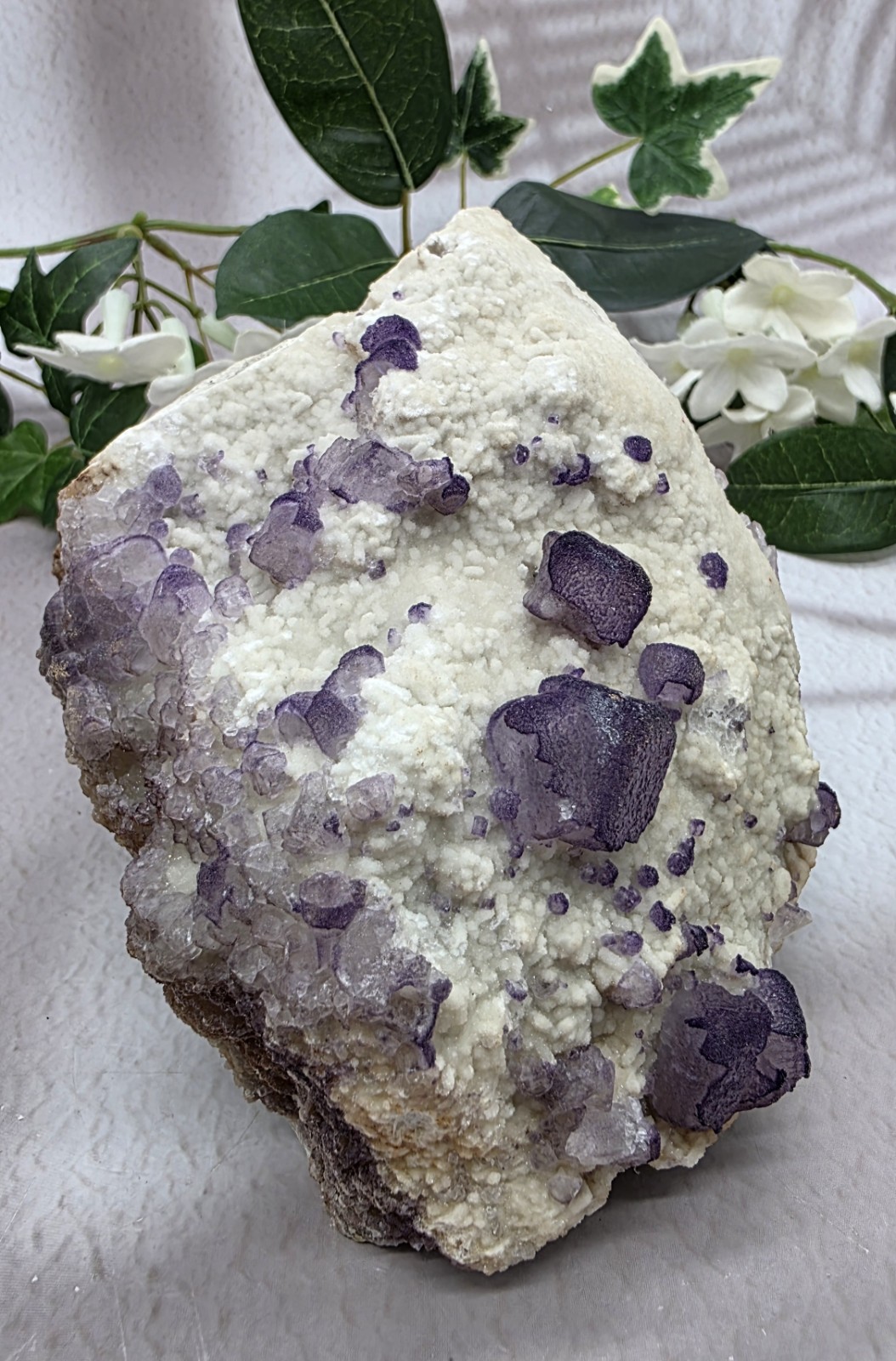 Large Fluorite on Barite Cabinet Specimen – Purple Cubic Crystals – 3 lb Natural