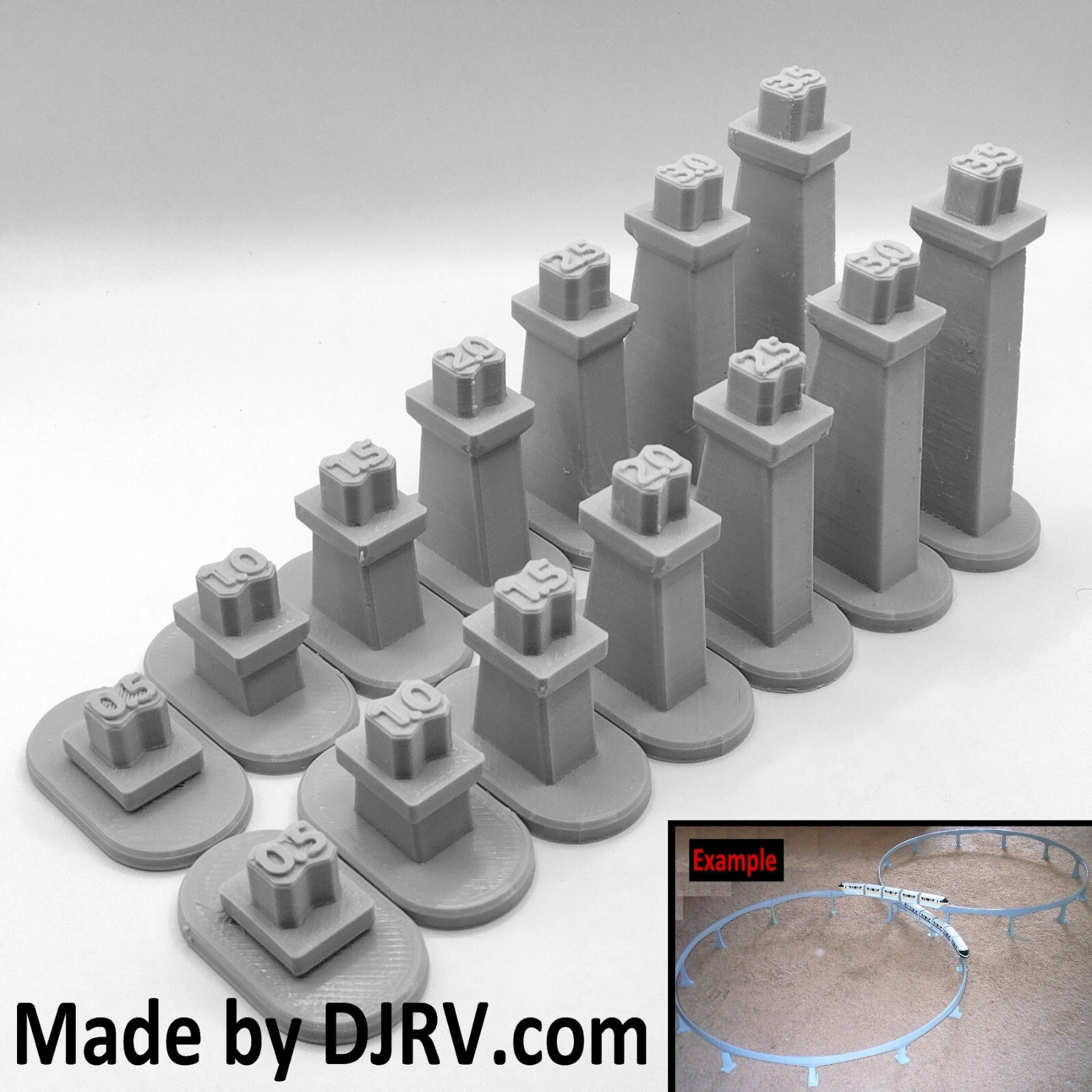Graduated Columns / Piers Disney Toy Monorail Track Short Version - New Gray