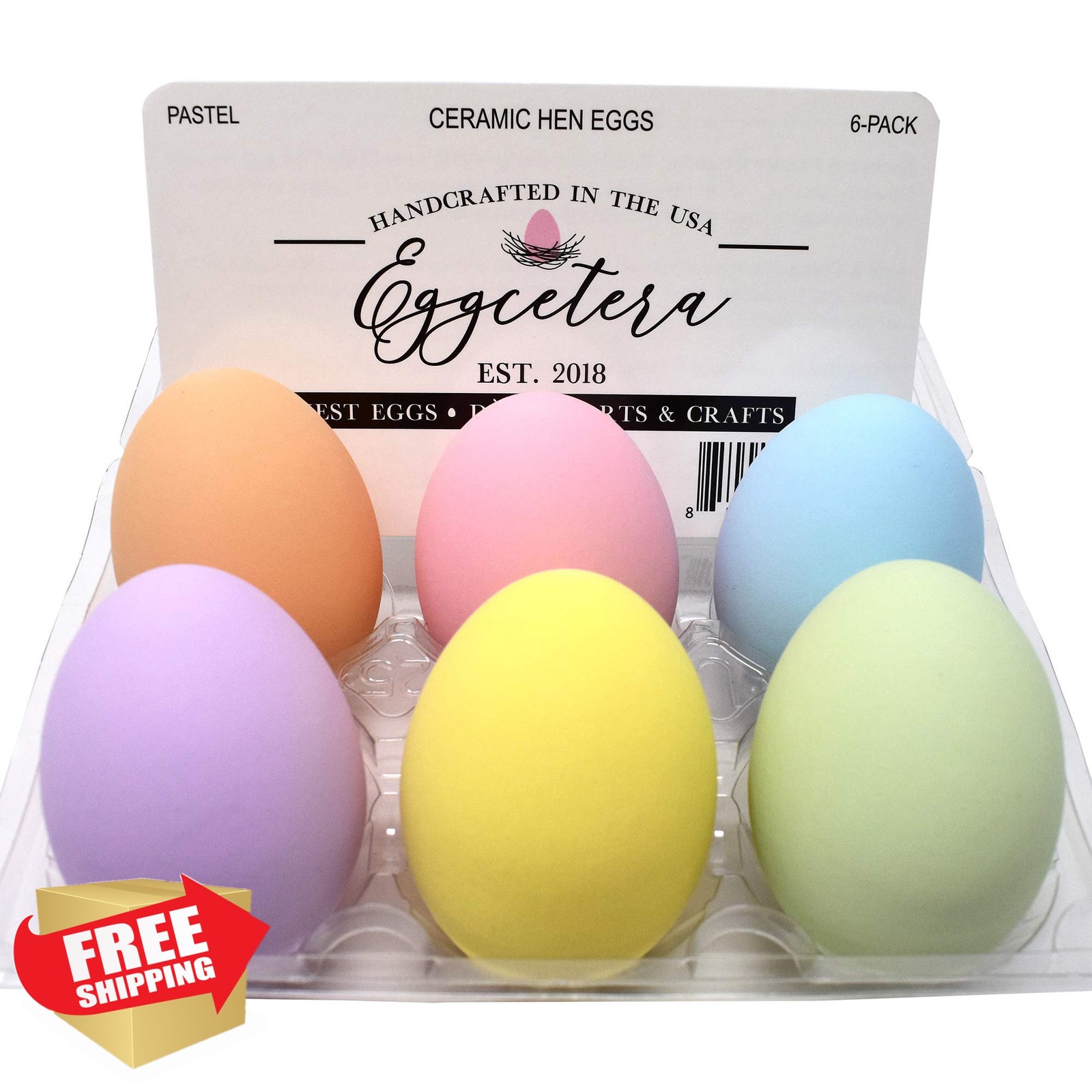 Eggcetera Ceramic Nest Eggs 6-Pack Pastel