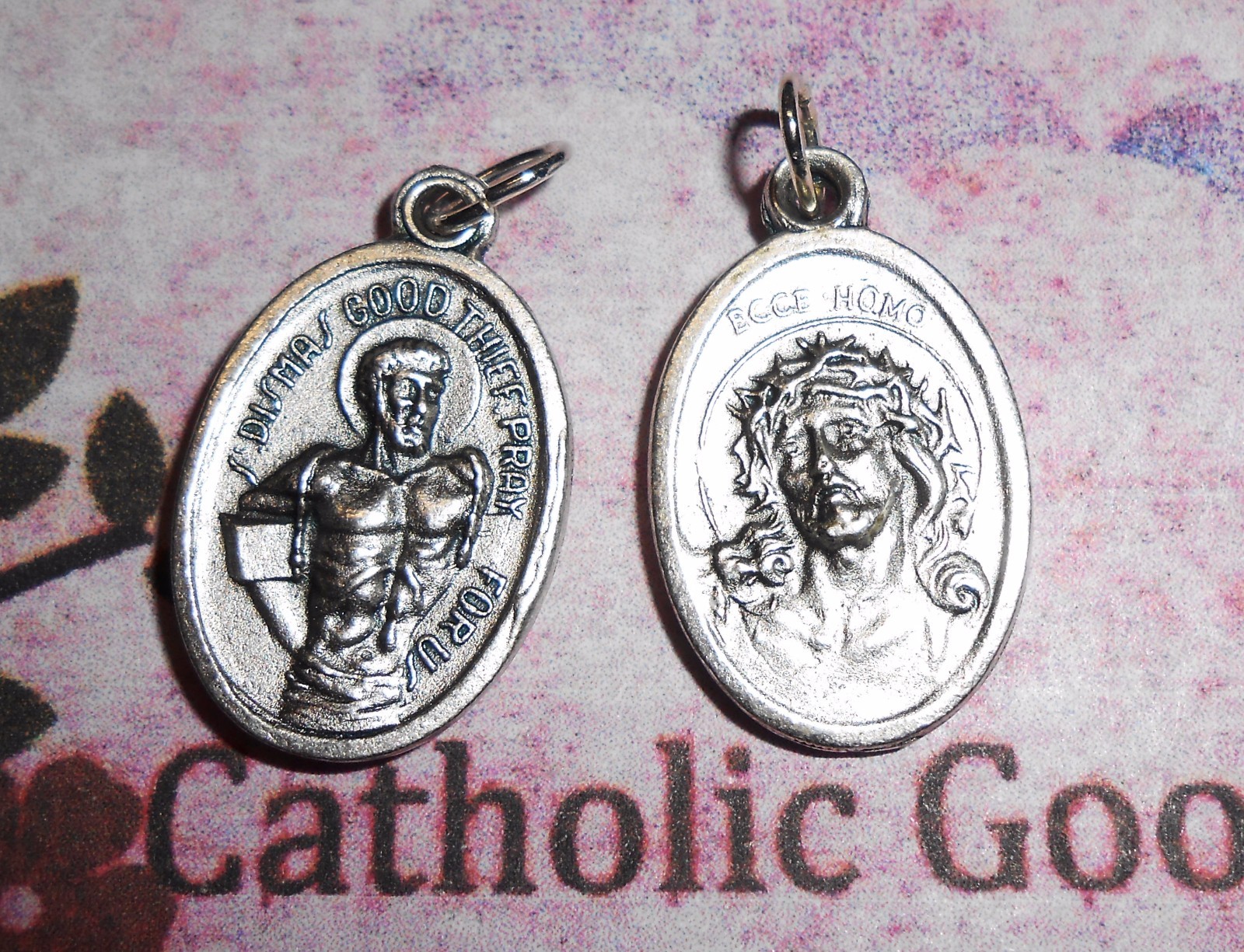 St. Saint Dismas - The Good Thief  - Ecce Homo -  Silver tone OX 1 inch Medal