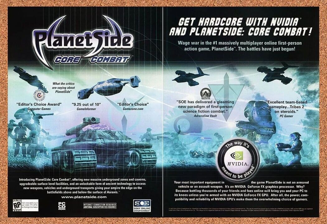 2003 PlanetSide Core Combat nVidia Original Advertisement / Retro Promo v1