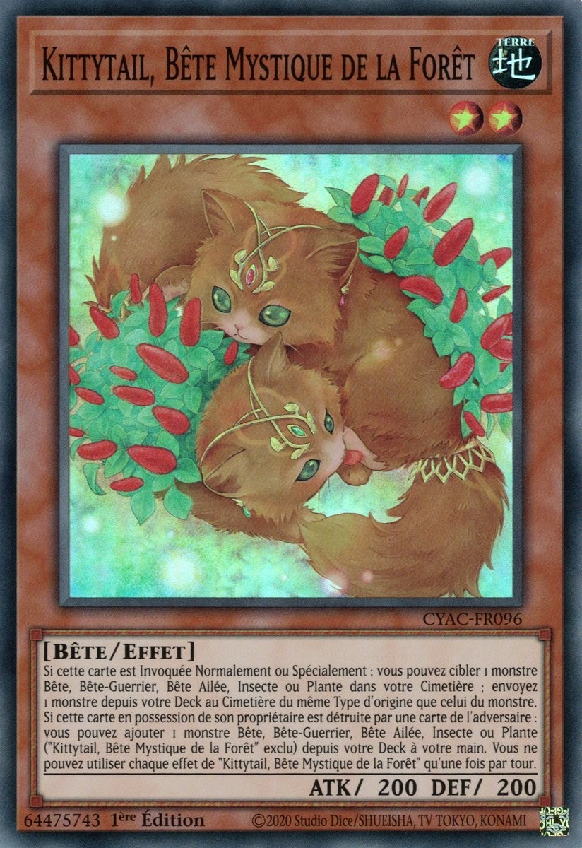 Yu-Gi-Oh Kittytail, Mystic Forest Beast Super Rare CYAC-FR096 1st FR