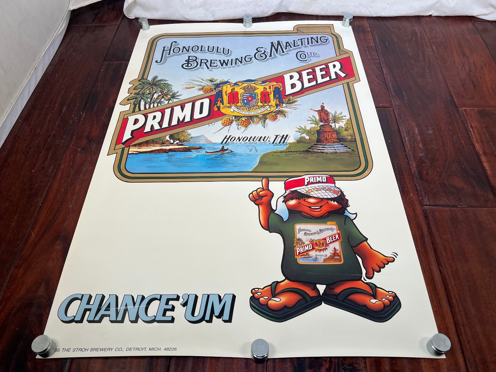 Vintage 80's Hawaii Primo Beer Advertising Promo Chance Um Poster