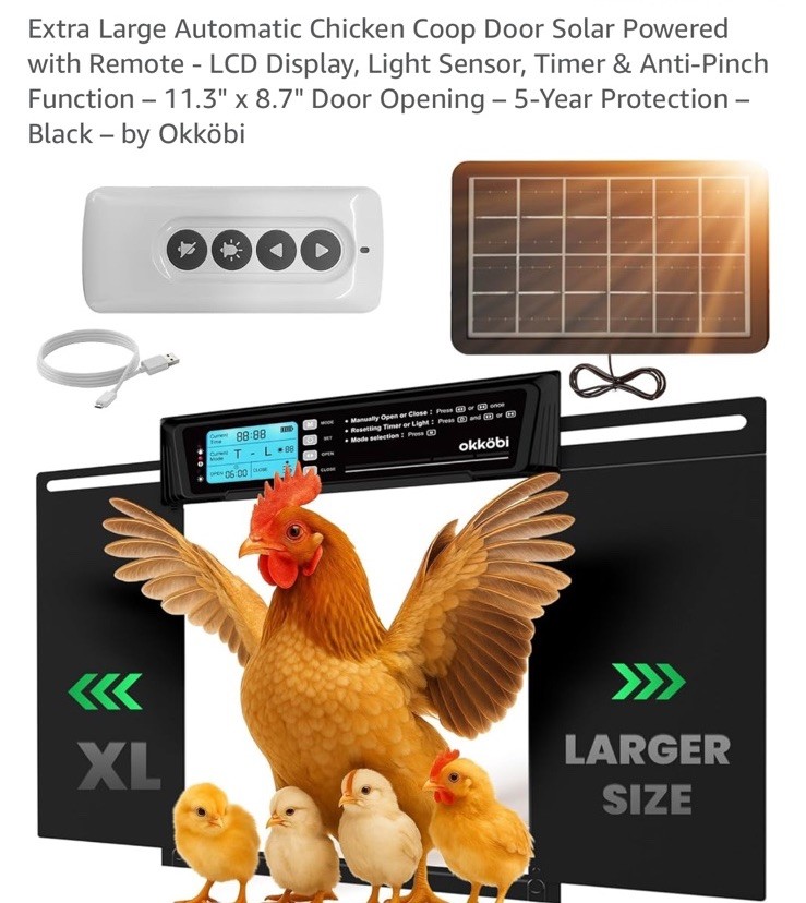 Solar Powered Extra Large Automatic Chicken Coop Door  W/ Remote LCD 11.3