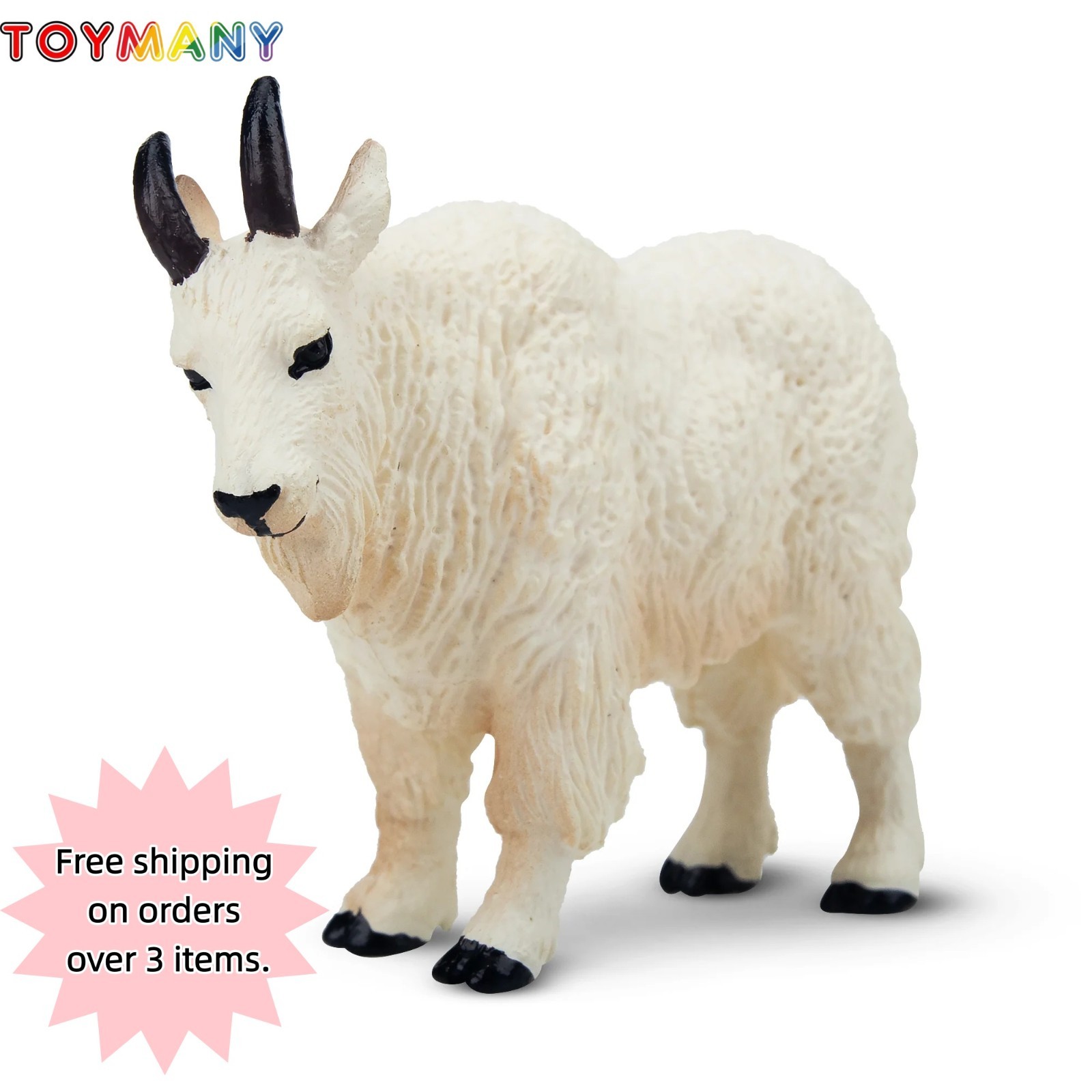 Toymany Mini Mountain Goat  Realistic Farm Animal  Figurine Collectible