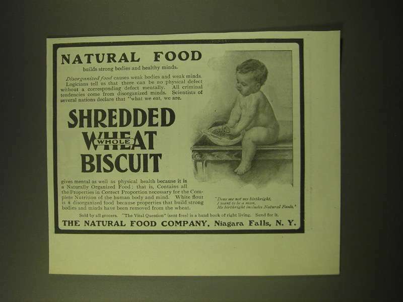 1902 Natural Food Shredded Wheat Biscuit Ad - Natural food builds strong bodies