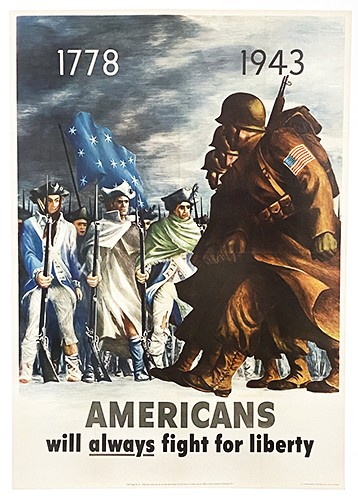 Original 1943 WWII US Patriotic Poster - 1778-1943, Americans will always fight