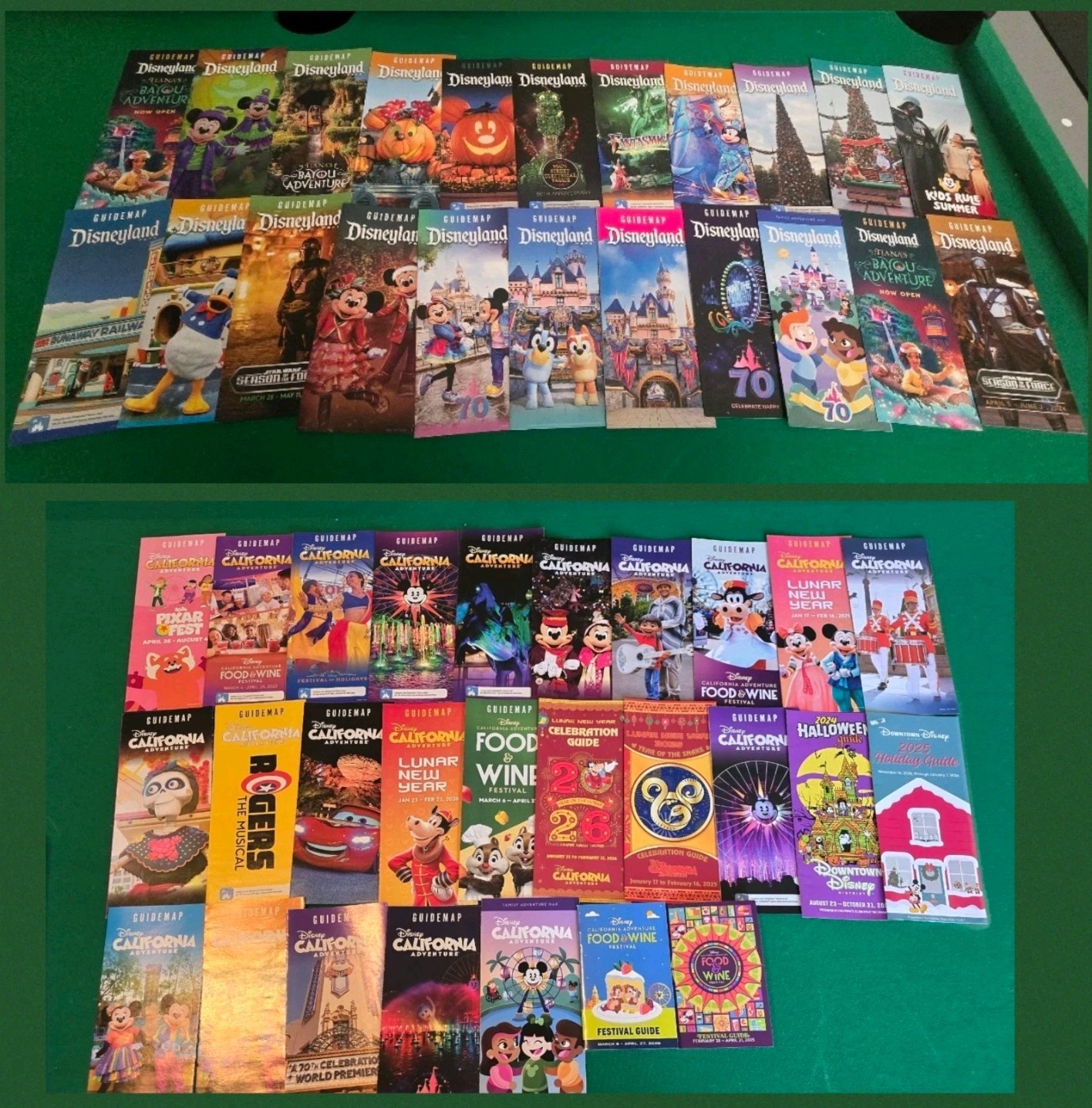 Lot of 45 Disneyland & California Adventure Guide Maps 2021 -Present