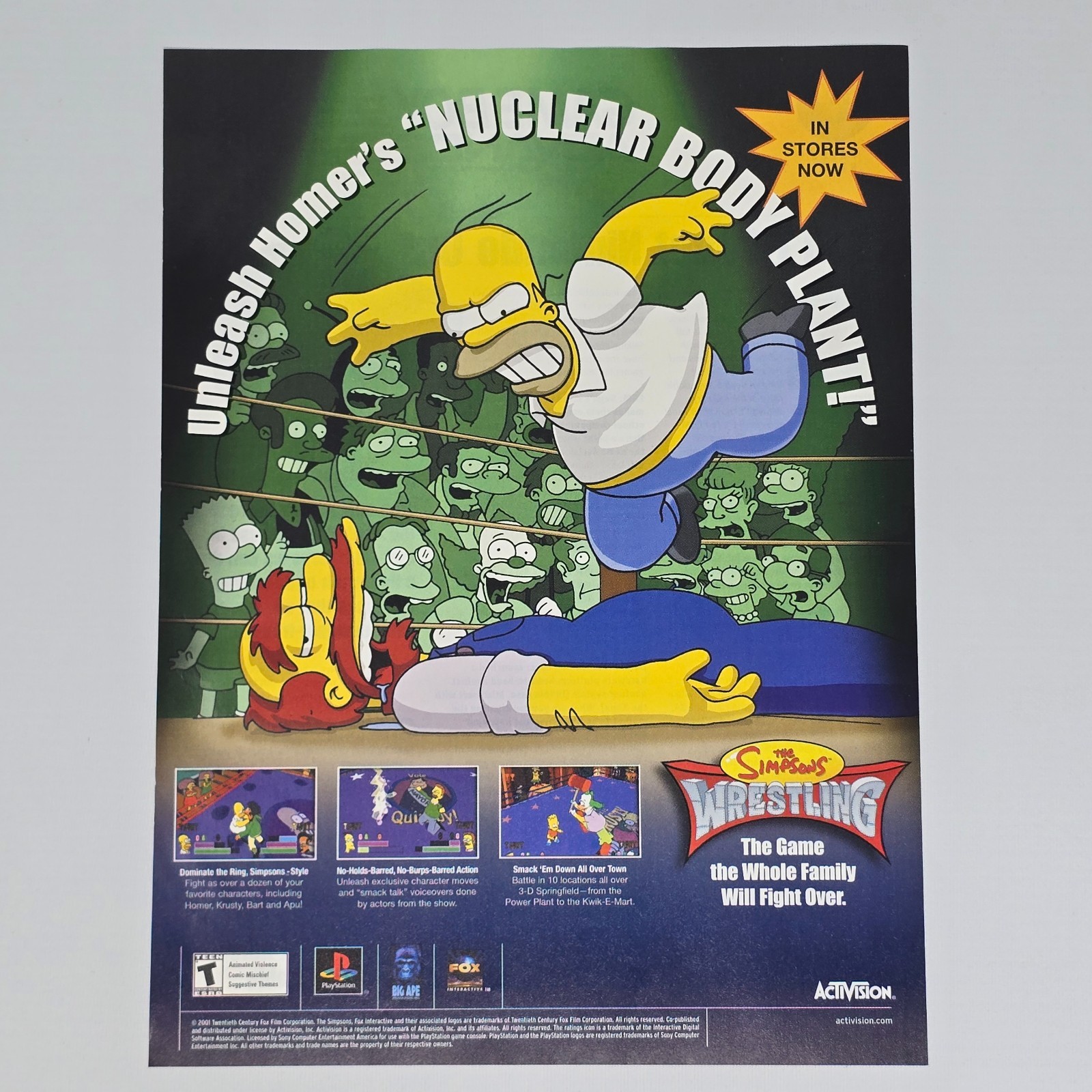 The Simpsons Wrestling PlayStation PS1 Authentic Magazine Ad