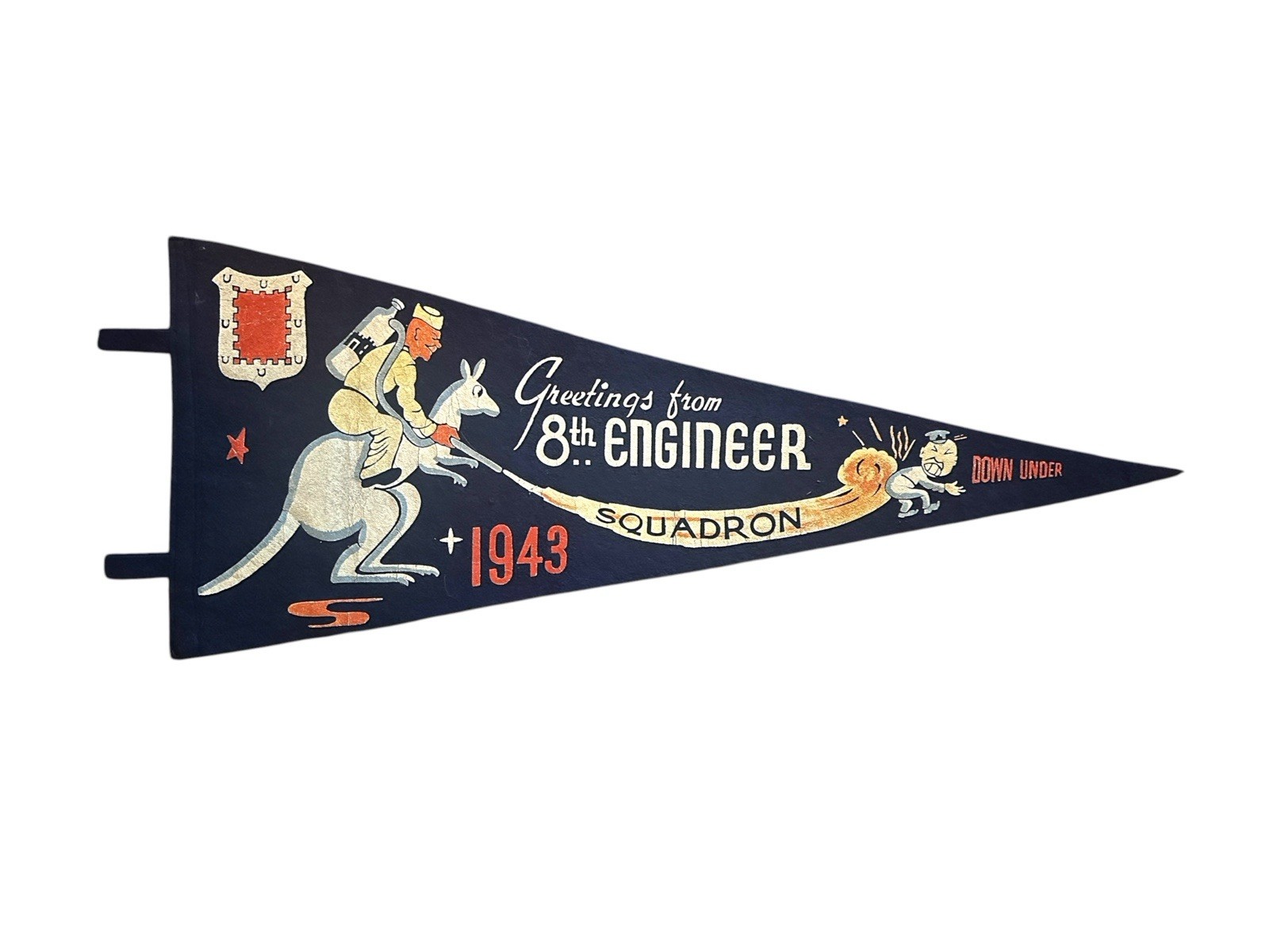 WWII 1943 Anti-Axis 1st Cavalry 8th Engineer Squadron Australia Felt Pennant