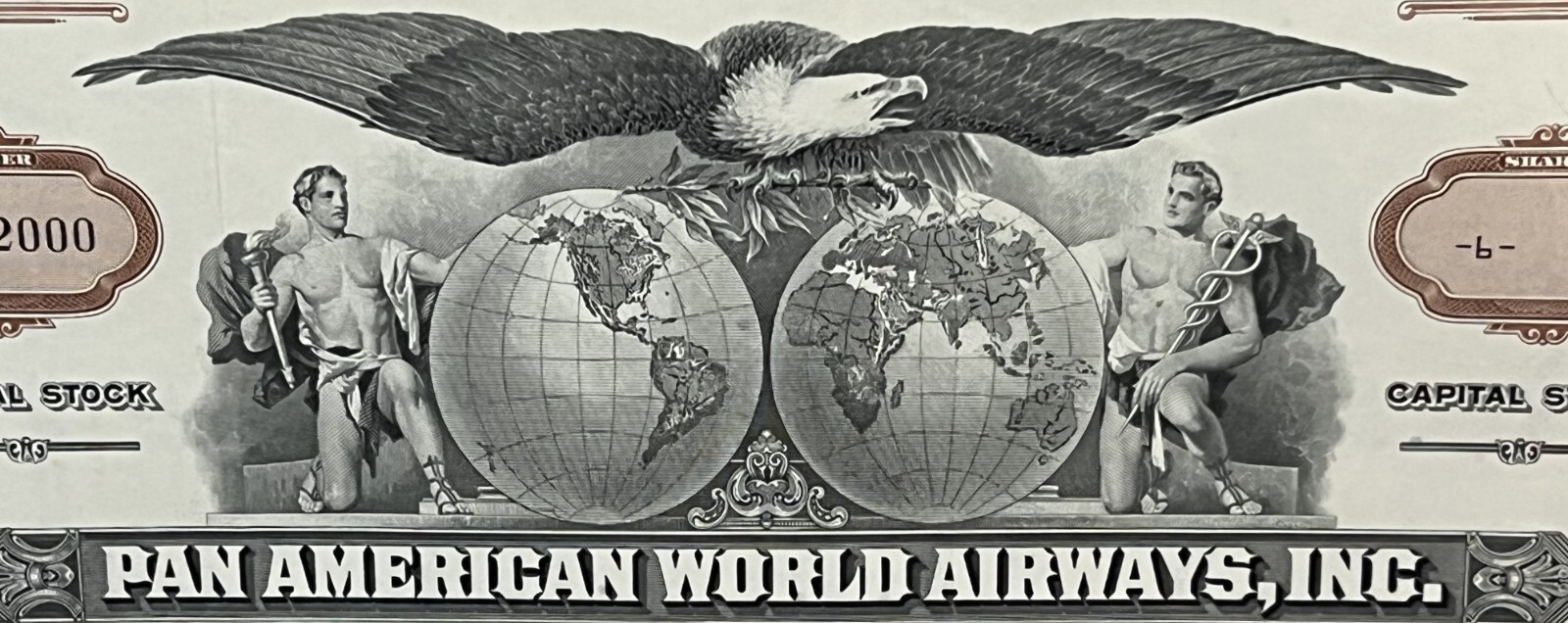 Vintage Pan American World Airways Stock Certificate ✈️ Trippe Signed Capital