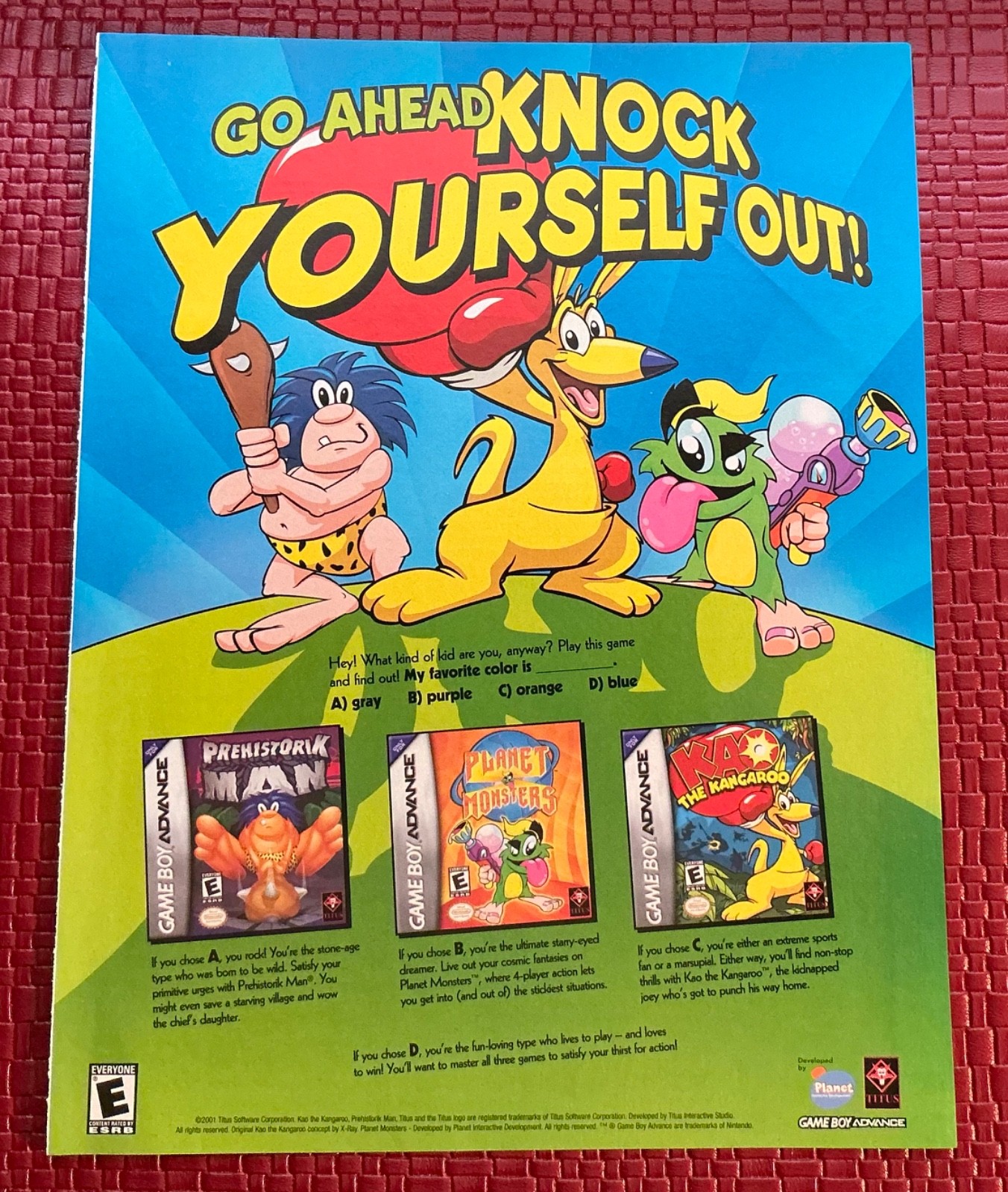 Kao the Kangaroo Nintendo Print Ad Poster Art 8”x 10.5” Vintage Rare Vtg Page