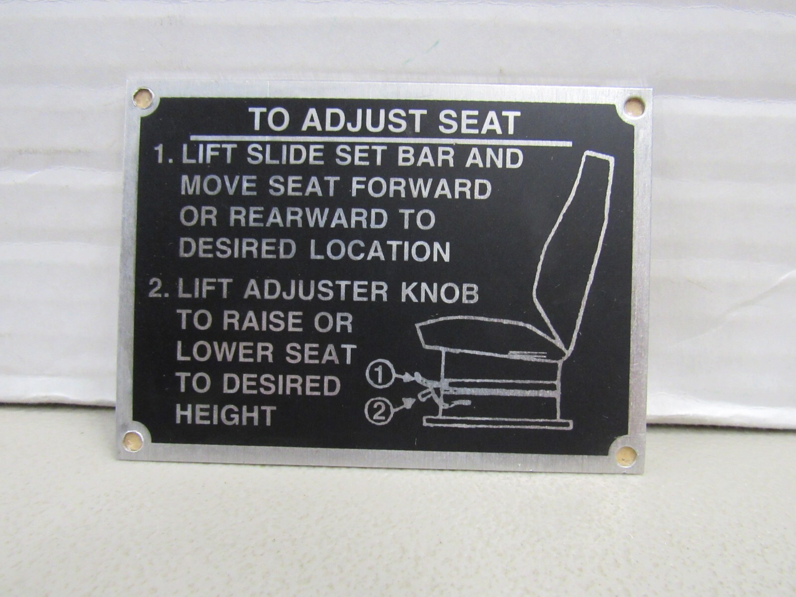 US Military HMMWV Driver Data Plate Seat Adjuster for Highback Seats Humvee NOS