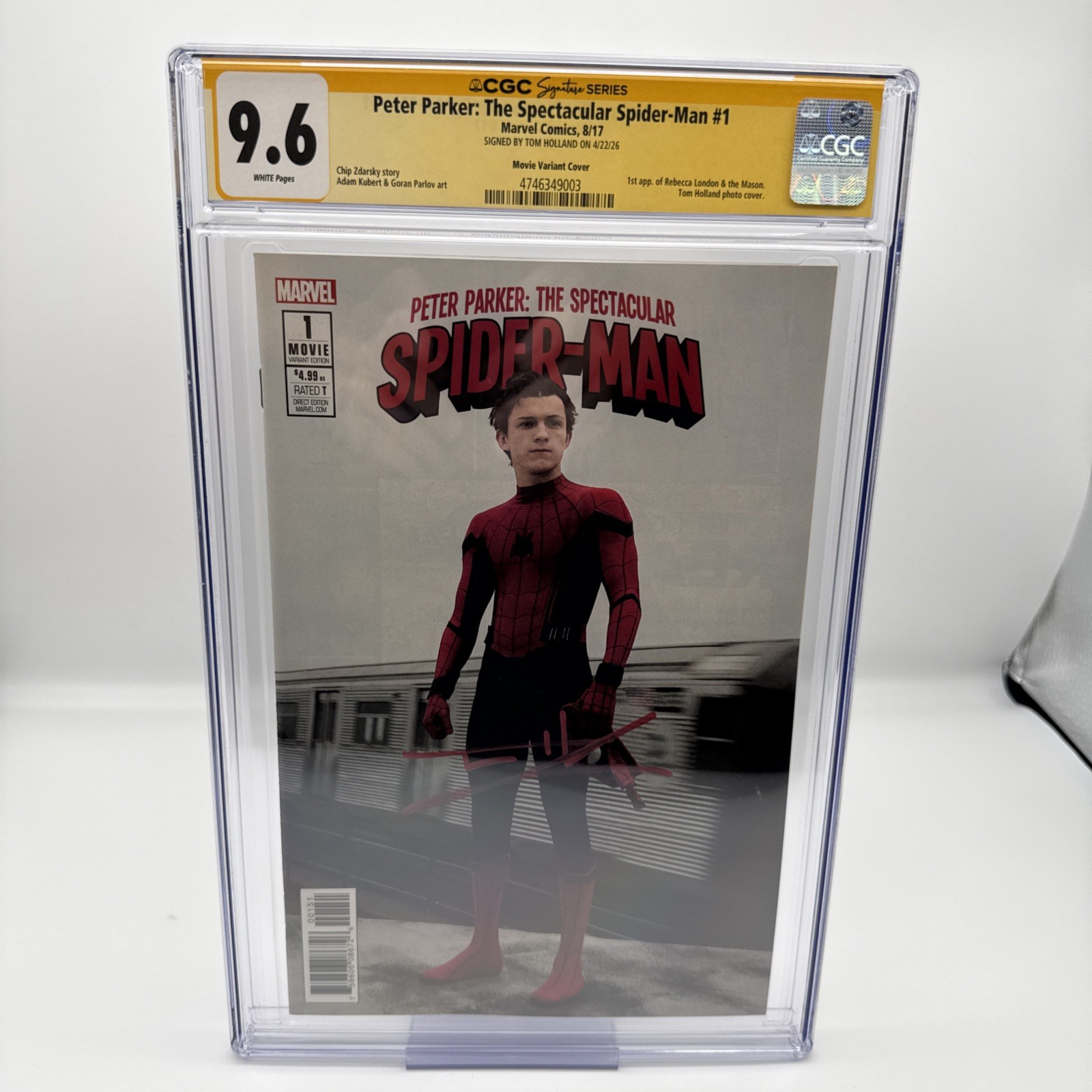 Spectacular Spider-Man #1 Signed Tom Holland Movie Photo Cover AUTO CGC 9.6 SS