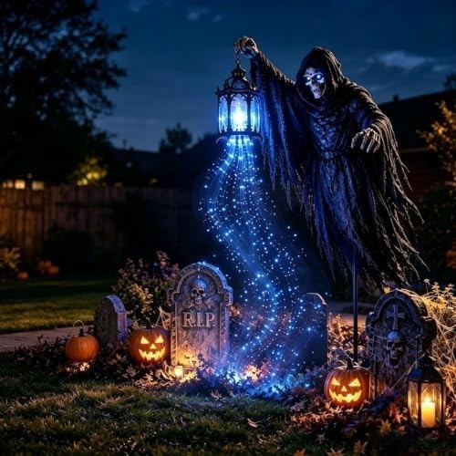 Halloween Soul Harvester Animated Garden Light, Solar Powered Flowing Ghost Ligh