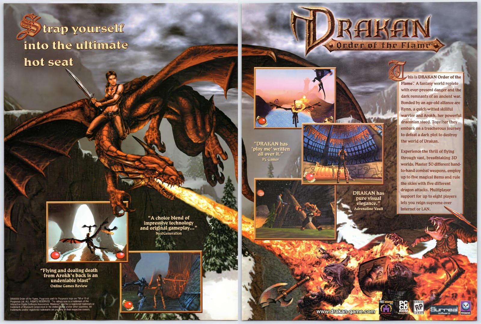 Drakan Order Of The Flame - PC - Vintage Original Print Ad/Poster Promo Art 1999
