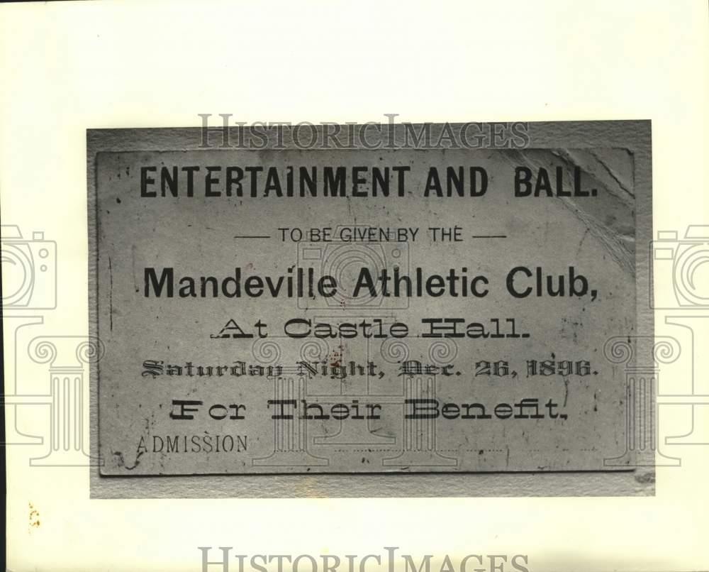 1990 Press Photo Ticket to ball held at Mandeville Playhouse in Mandeville-1896