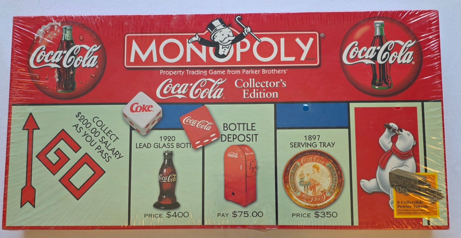 Monopoly Coca-Cola Collector's Edition - Coke Board Game - 1999 8 Pewter Pieces