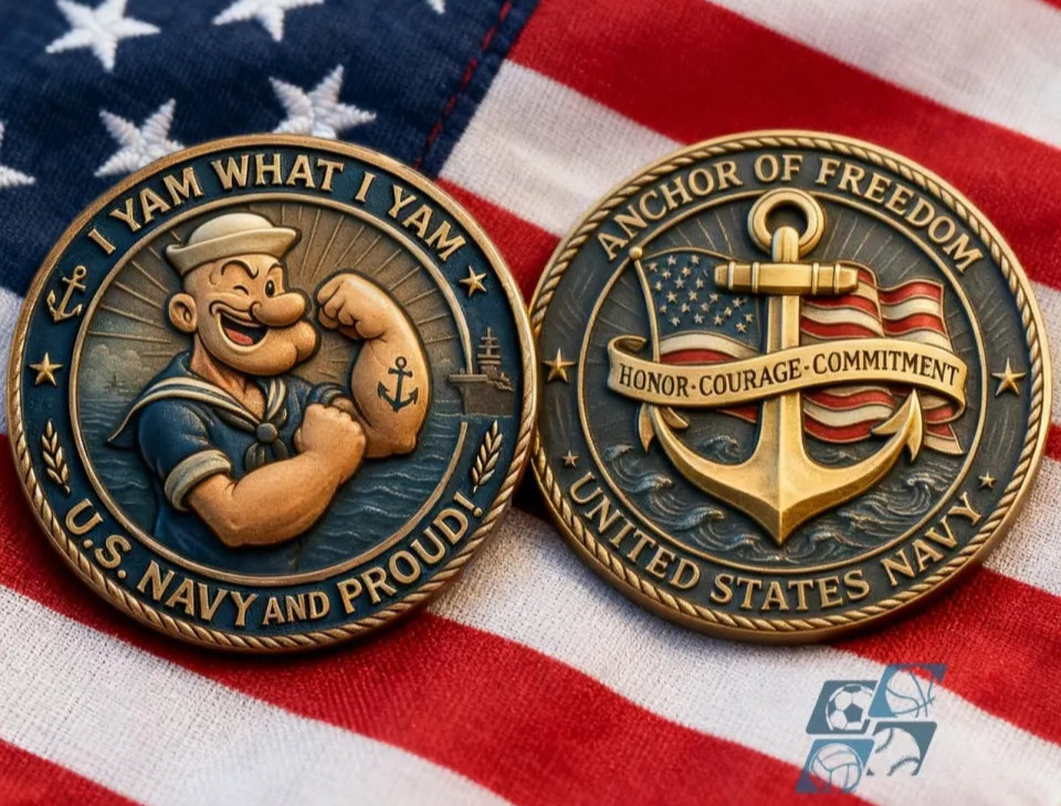 U.S. Navy Popeye I Yam What I Yam Commemorative Challenge Coin