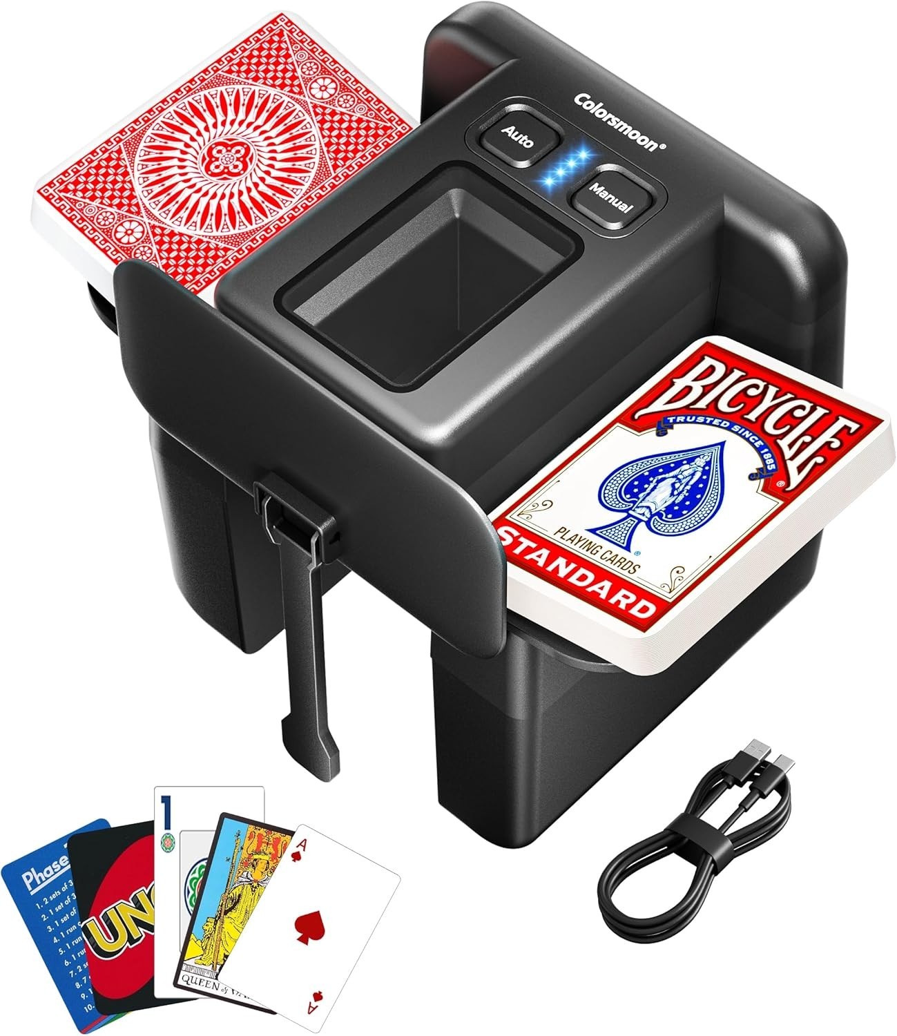 Automatic Card Shuffler - 4-6 Deck USB-C Rechargeable Electric Shuffling Machine
