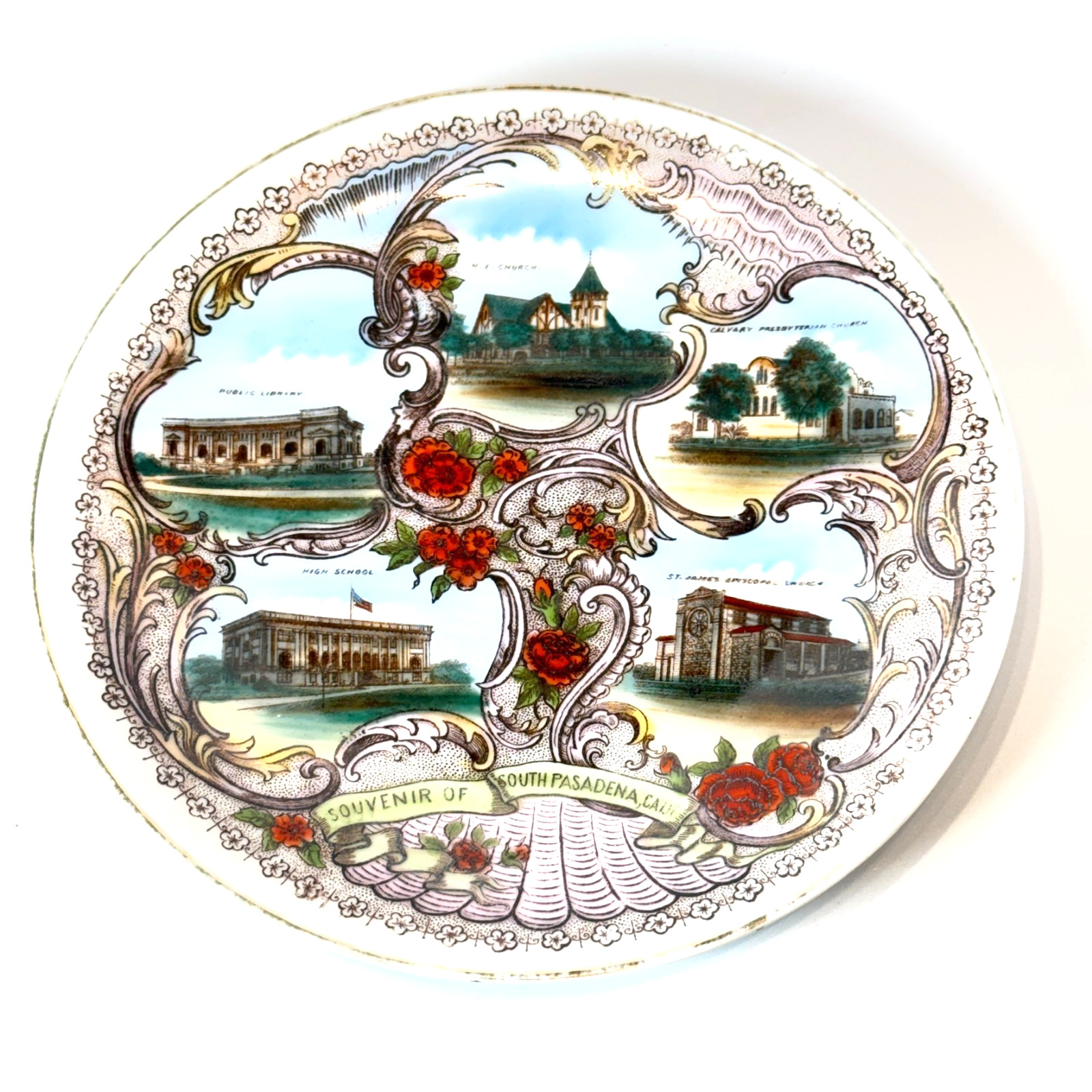 SOUTH PASADENA CA CALIFORNIA Antique Souvenir China Dish Plate