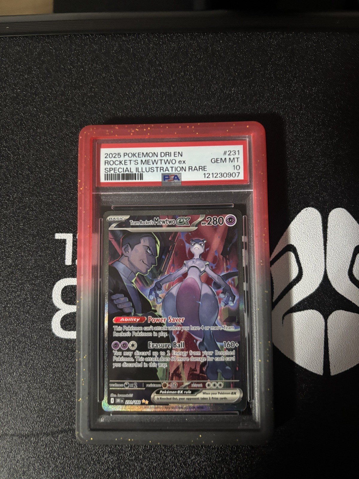 Pokémon  Team Rocket\'s Mewtwo EX Sir 231/182 Destined Rivals PSA 10 graded guard