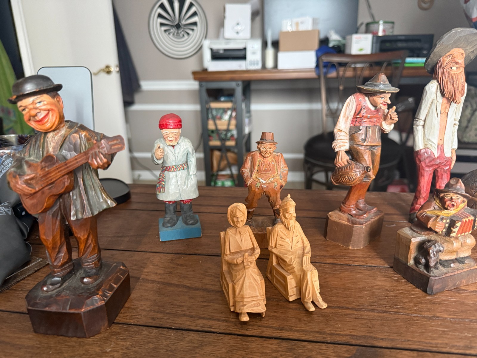 Vintage Hand-Carved Wood Folk Art Figures Lot of 8 – ANRI, Quebec & Italy