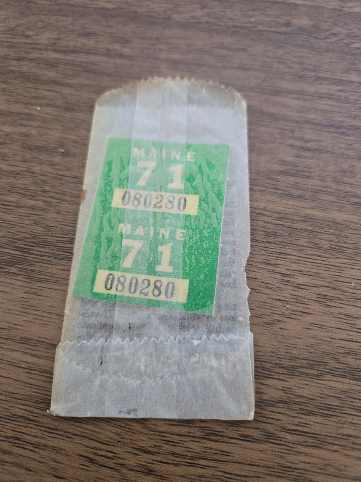 Vintage 1971 State of Maine Registration Sticker
