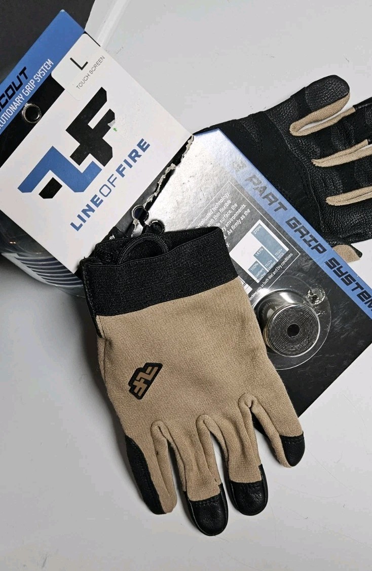 NWT Line of Fire Light Duty Gloves Touch Screen Large Coyote Brown 