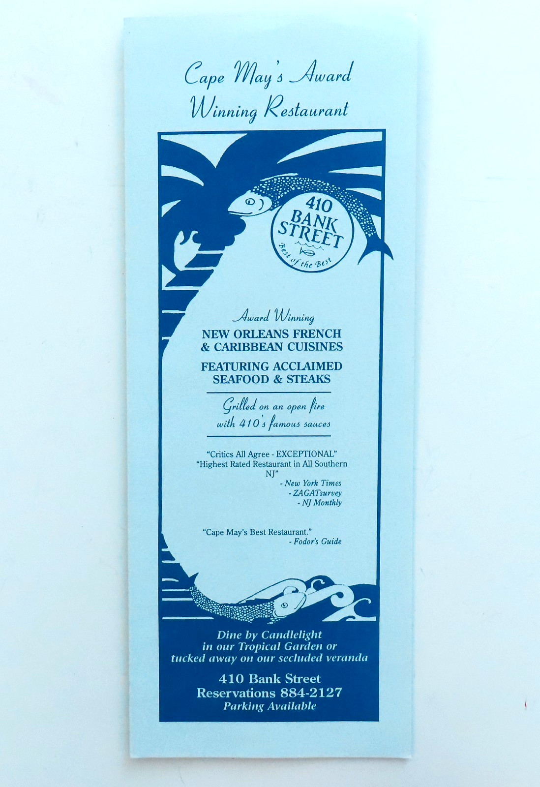 410 Bank Street Cape May Menu Vintage New Jersey Restaurant Seafood Steak Travel