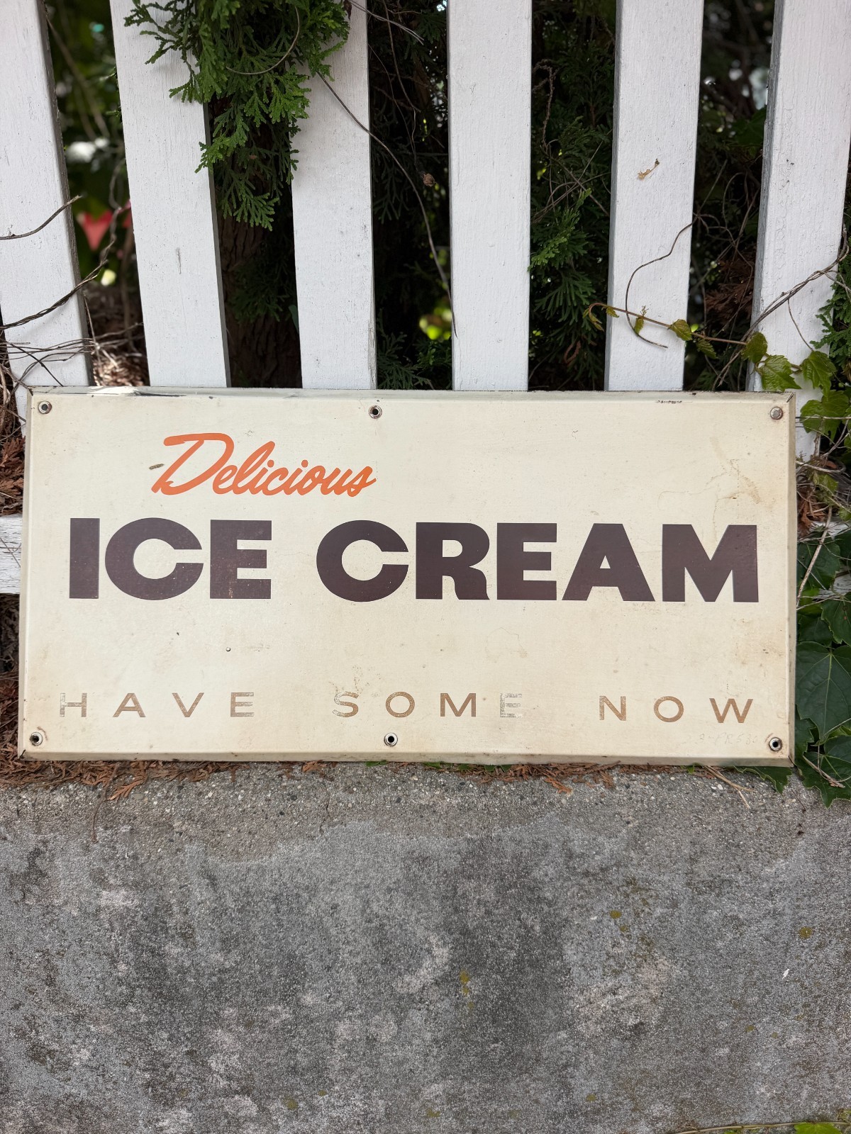 Vintage Delicious Ice Cream Sign Metal 25X12