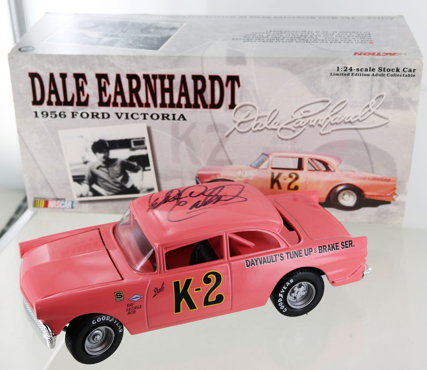 Dale Earnhardt 1956 Ford Victoria 1/24th scale Diecast Bank . Autographed