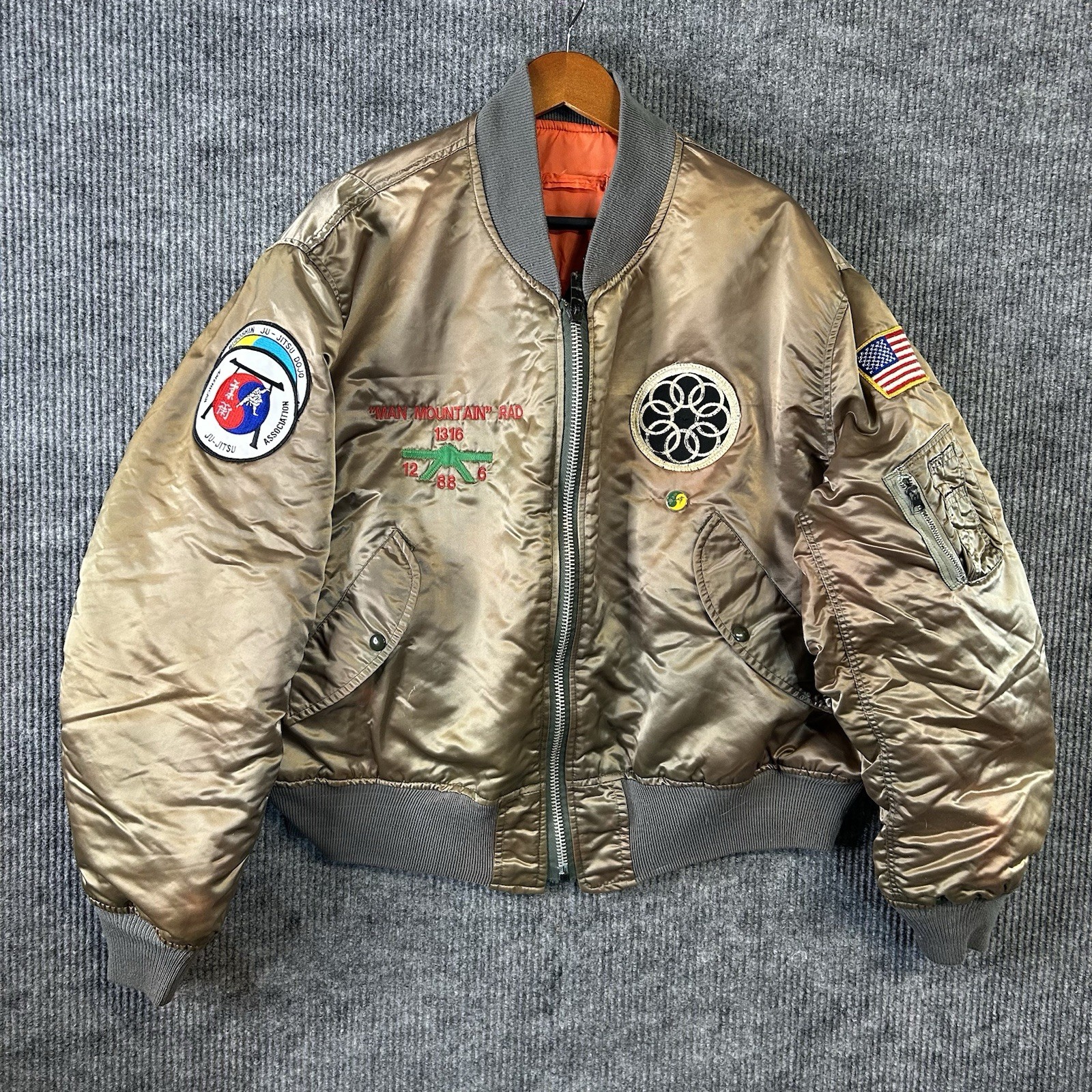 Vintage Flyers Bomber Jacket Men’s XX Large Gold  MA-1 Intermediate Reversible