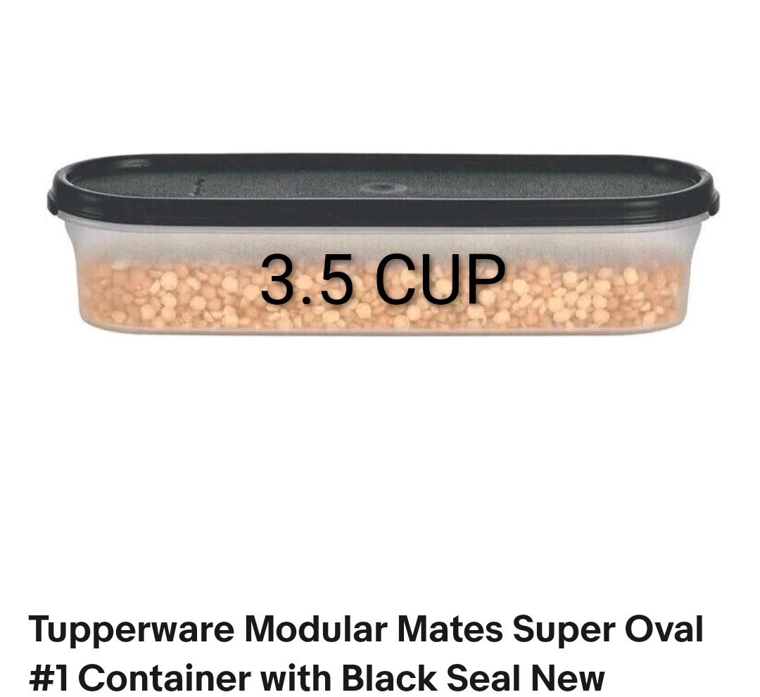 Tupperware Modular Mates Super Oval #1 Container w/ Black Seal NOTHING'S GETS IN