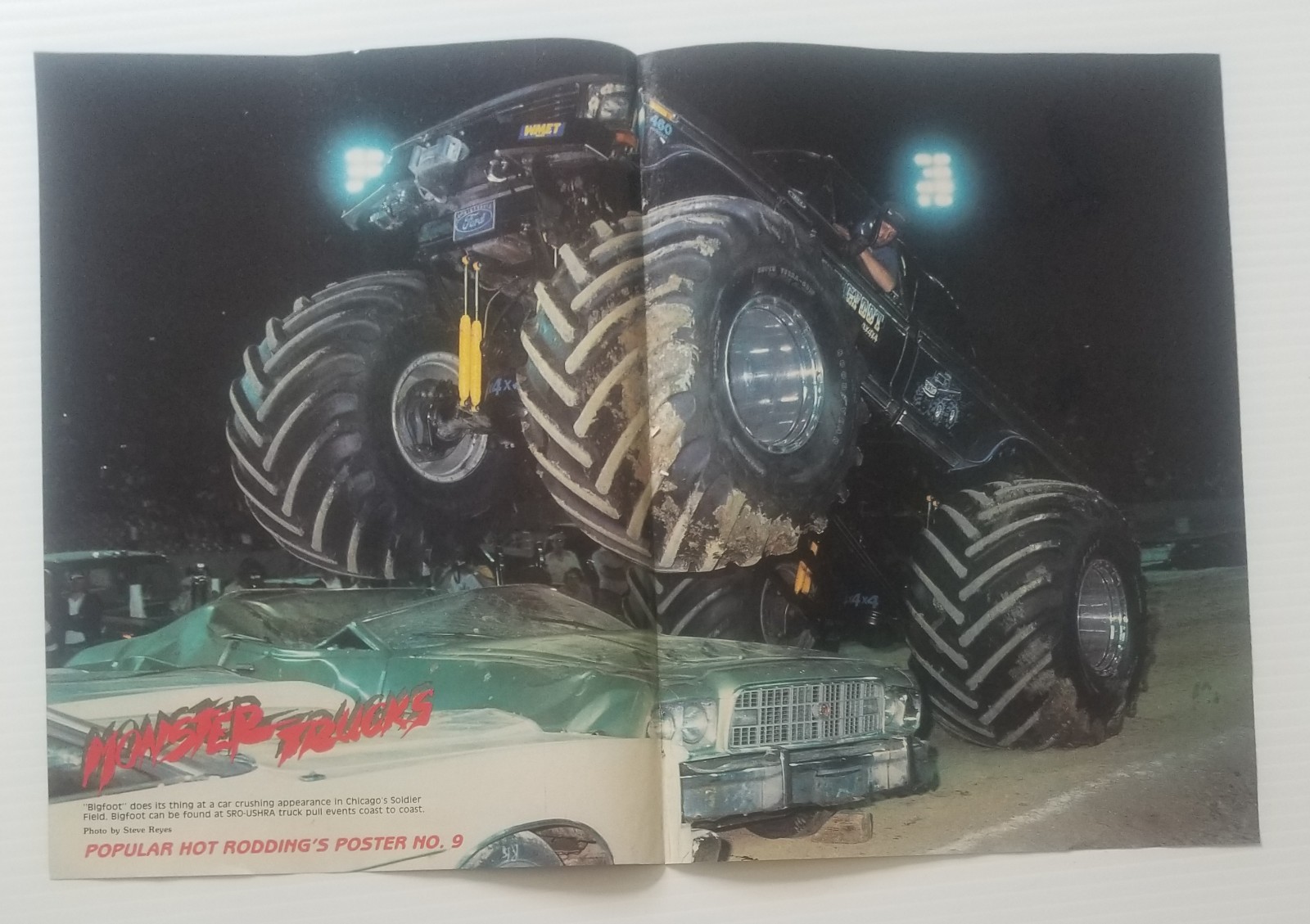 BIGFOOT 1984 MONSTER TRUCK 2 PAGE POSTER PINUP + Article BOB CHANDLER 4X4 NHRA