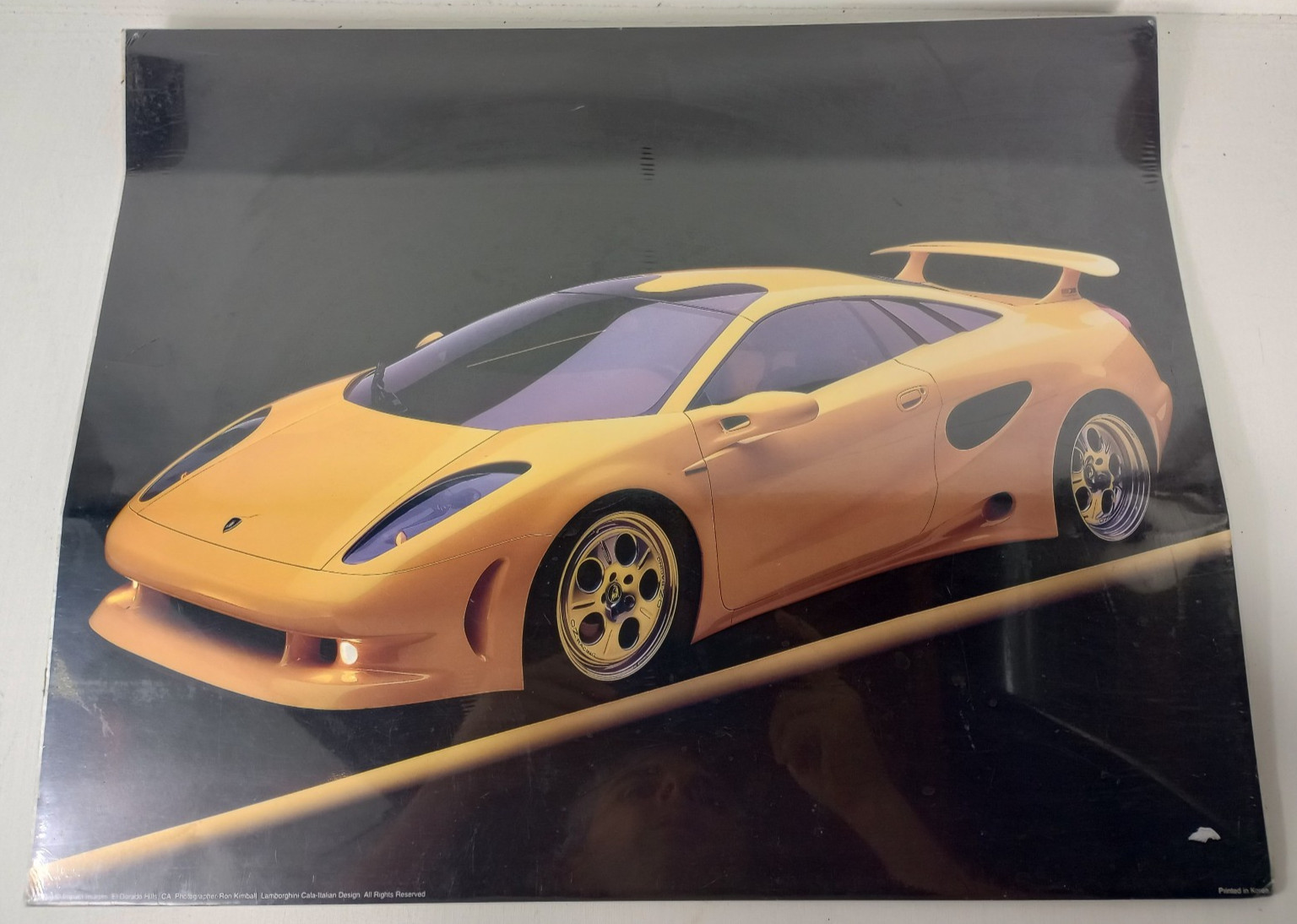 Vintage 1995 Yellow Lamborghini Calà Concept Coupe Poster NoS Sealed Poster