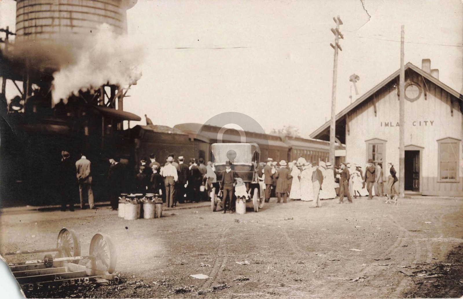 Railroad Station, Imlay City MI Michigan 1909 RPPC Photo Postcard COPY