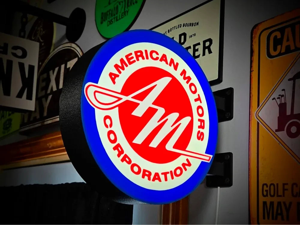AMC American Motors Corporation LED Sign 9 Inch 3D Printed Garage Man Cave Decor