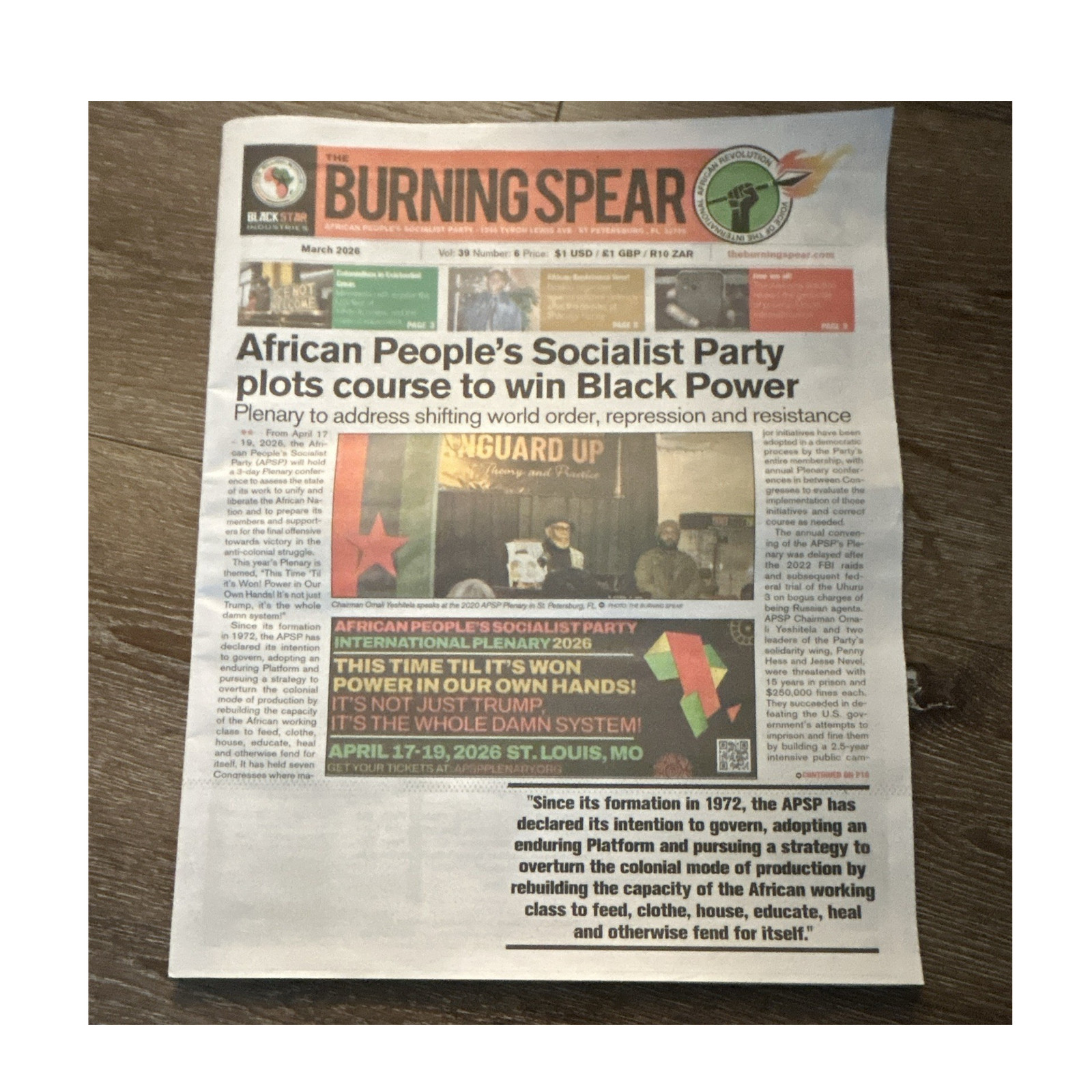 The Burning Spear Newspaper - March 2026 Vol 39 No 6 - Win Black Power