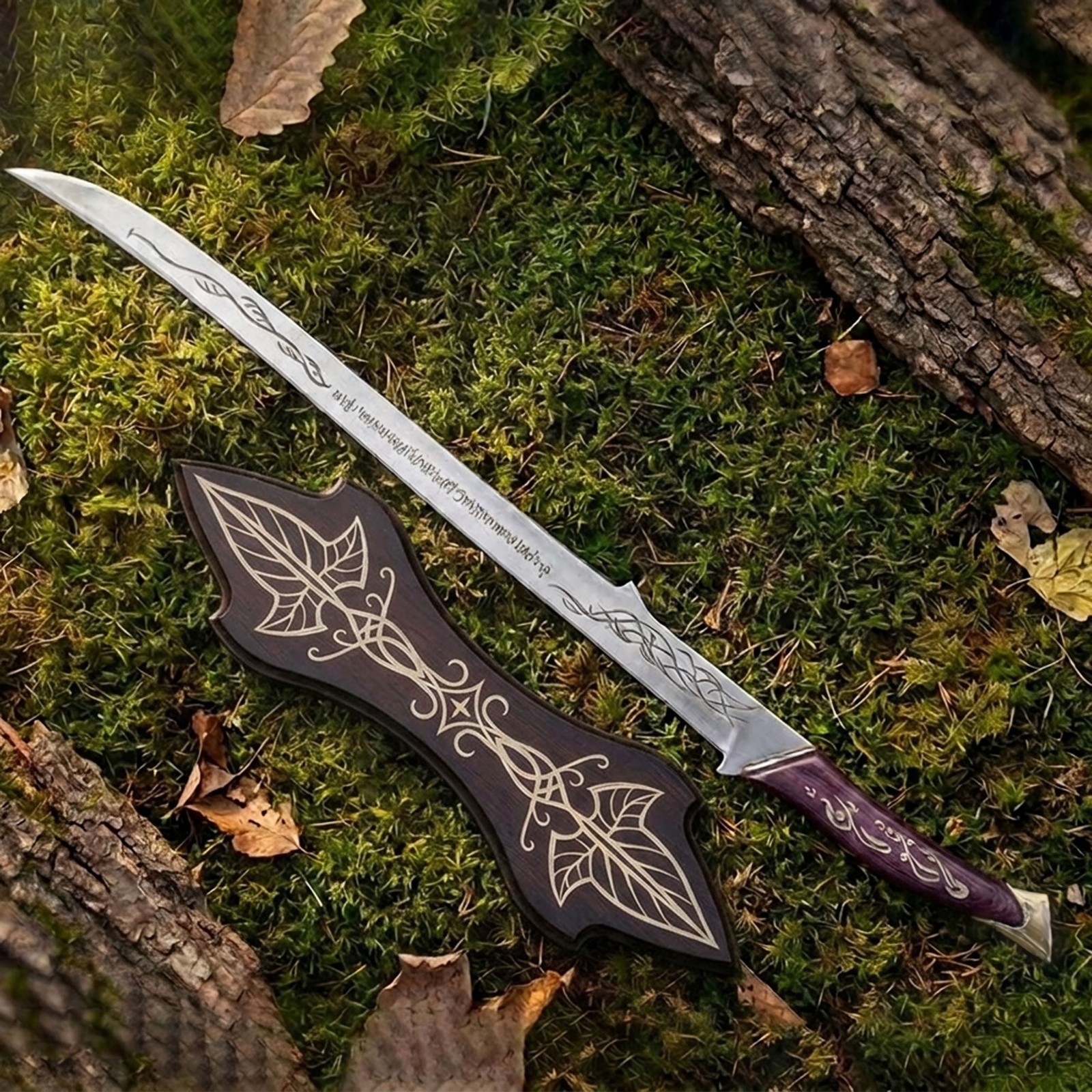 Handmade Red Arwen Handfang Sword Steel Replica Rings Movie Elven Blade Gift