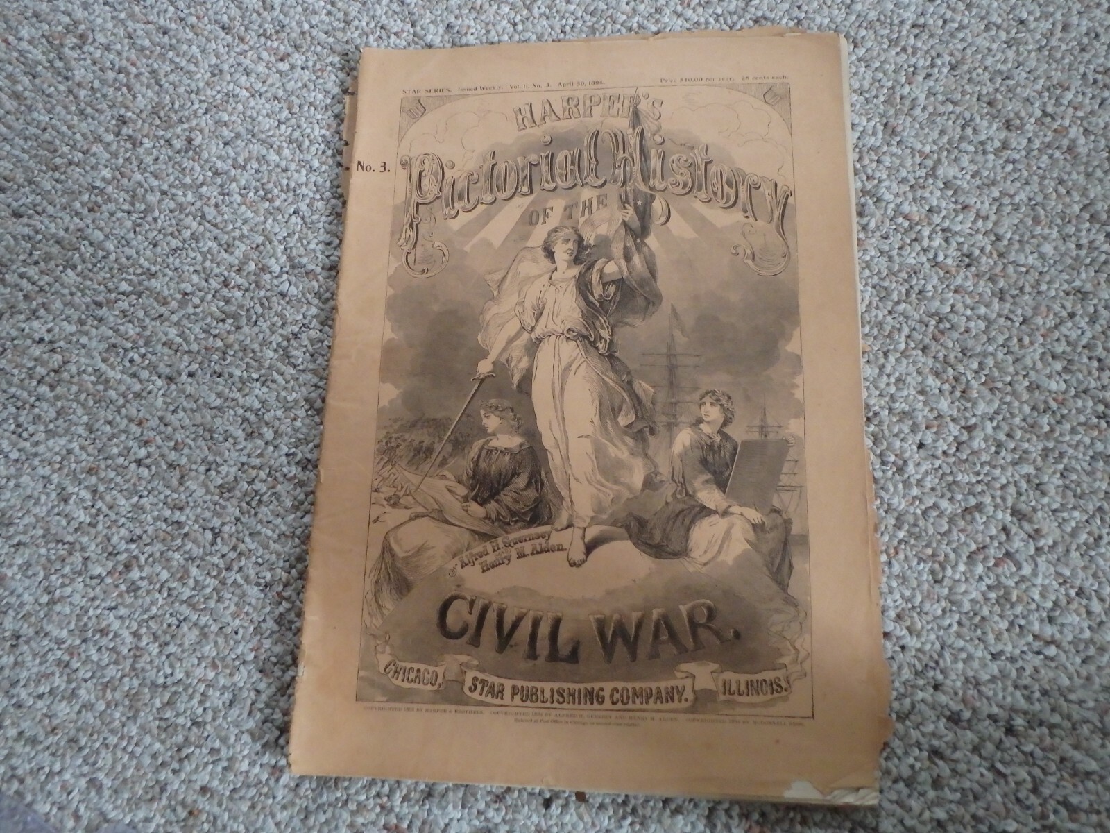 HARPERS PICTORIAL HISTORY OF THE CIVIL WAR  VOL 3 1894  ENRAVING MAGAZINE 