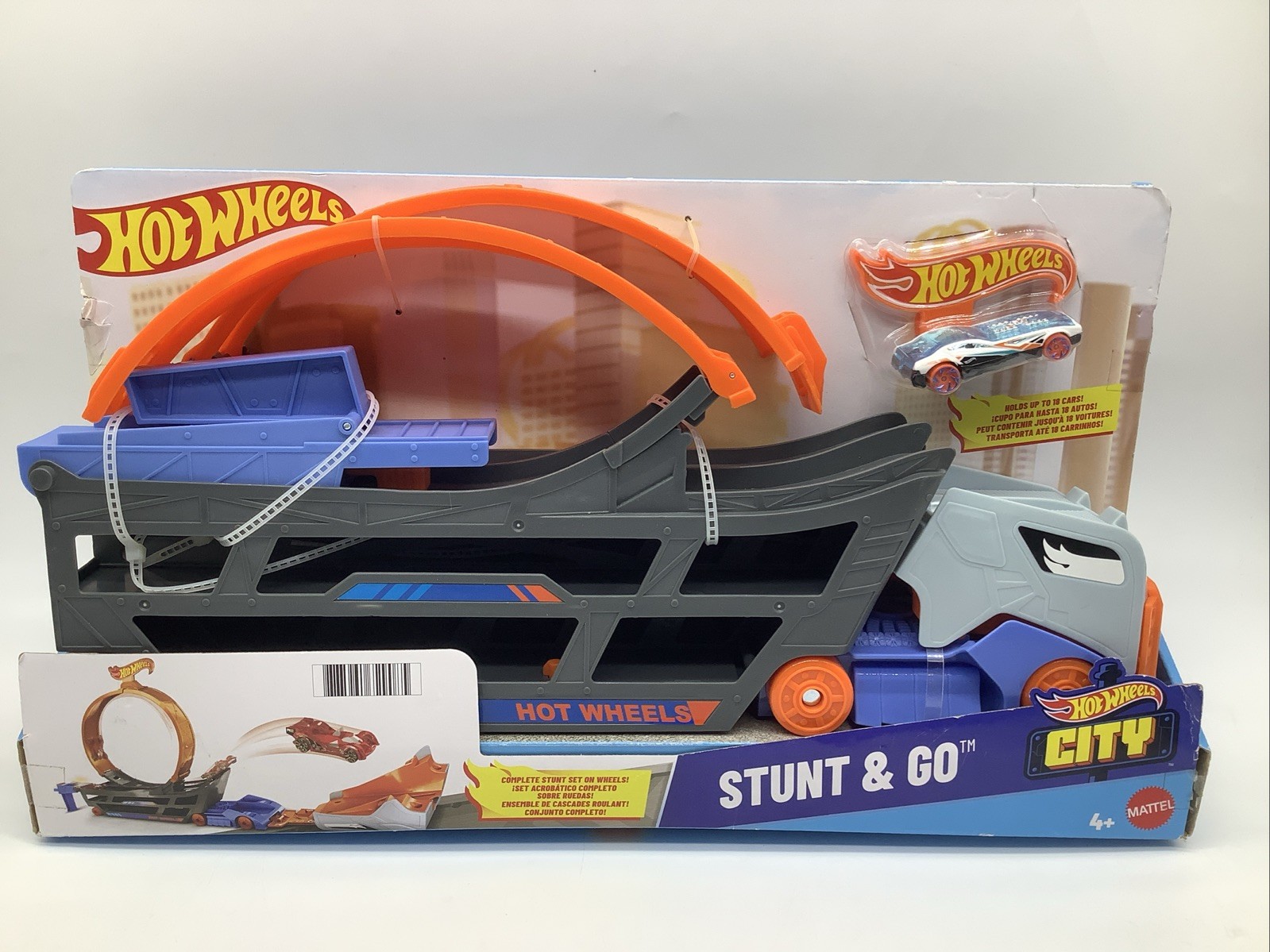 Hot Wheels Stunt & Go Car Track Play Set Holds 18 Diecast Storage Transporter