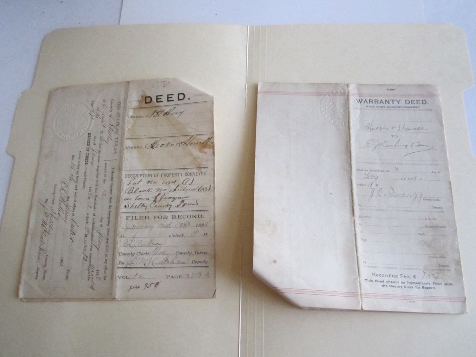 1890\'S TO 1920\'S STATE OF TEXAS CONTRACTS AND WARRANTY DEEDS & MORE - TUB OFCC
