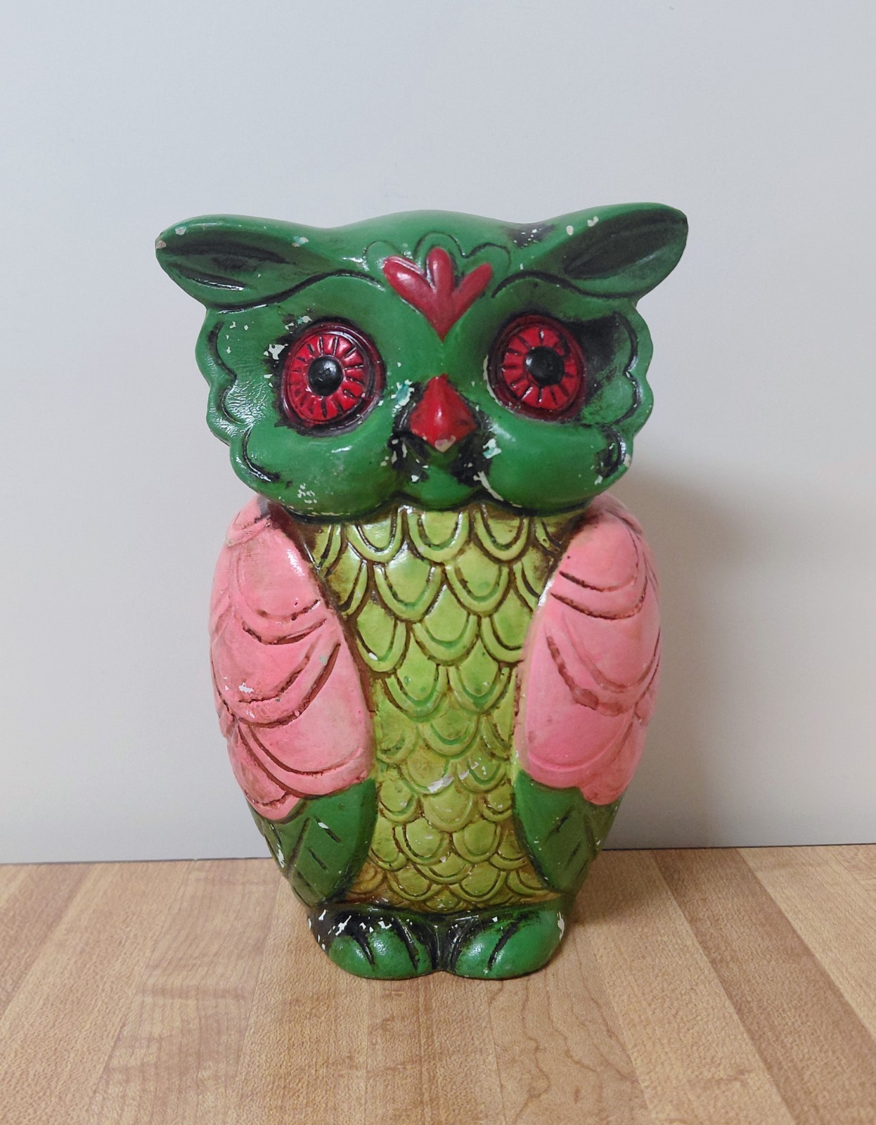 Vintage Bradley Exclusives Japan Owl Bank Neon Green Pink Kitsch No Plug ASIS