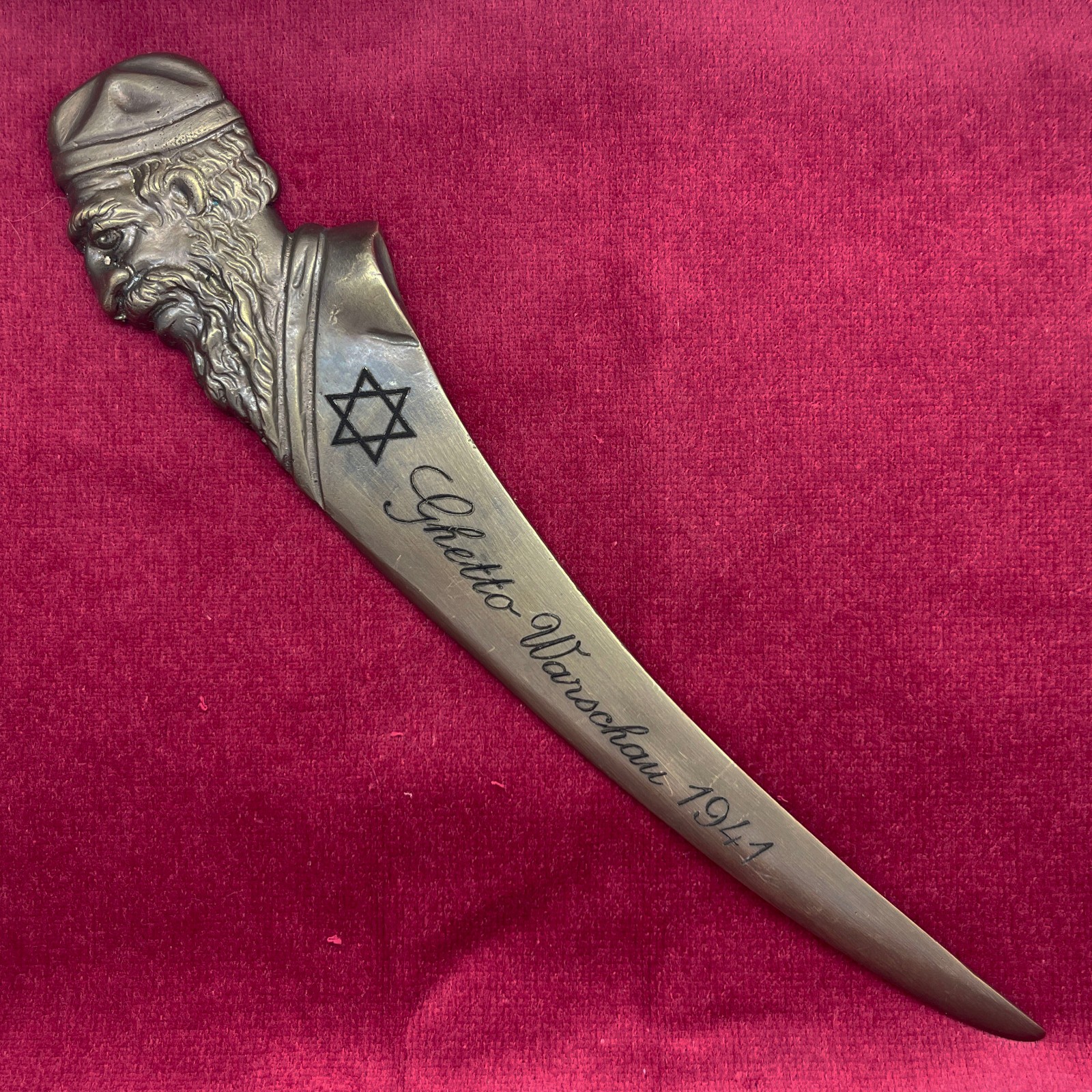 Jewish Judaica Ghetto Warschau 1941 Bronze Letter Opener