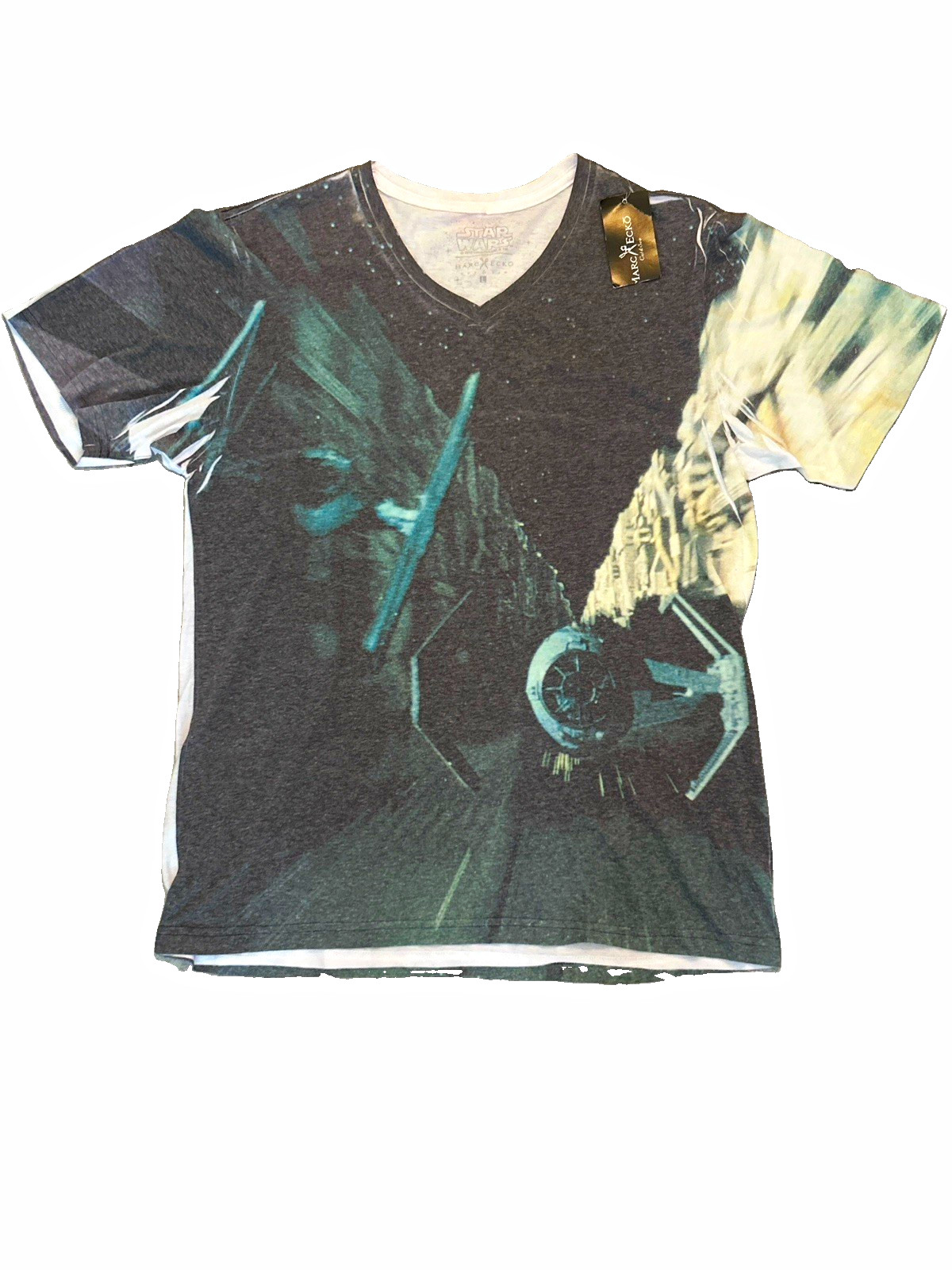 Marc Ecko Cut & Sew Star Wars Imperial Battle V-Neck Graphic T-Shirt Black 2012