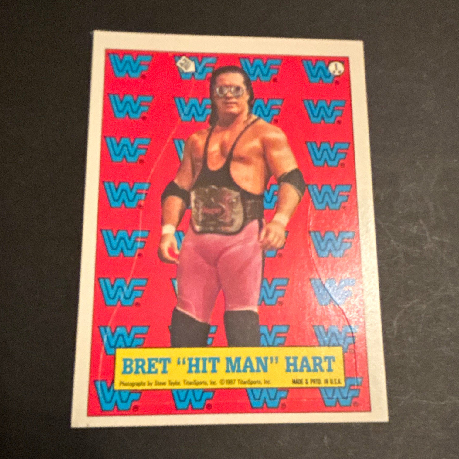 Bret Hitman Hart WWF 1987 Topps Rookie Sticker Card #1 WWE Wrestling RC Fresh