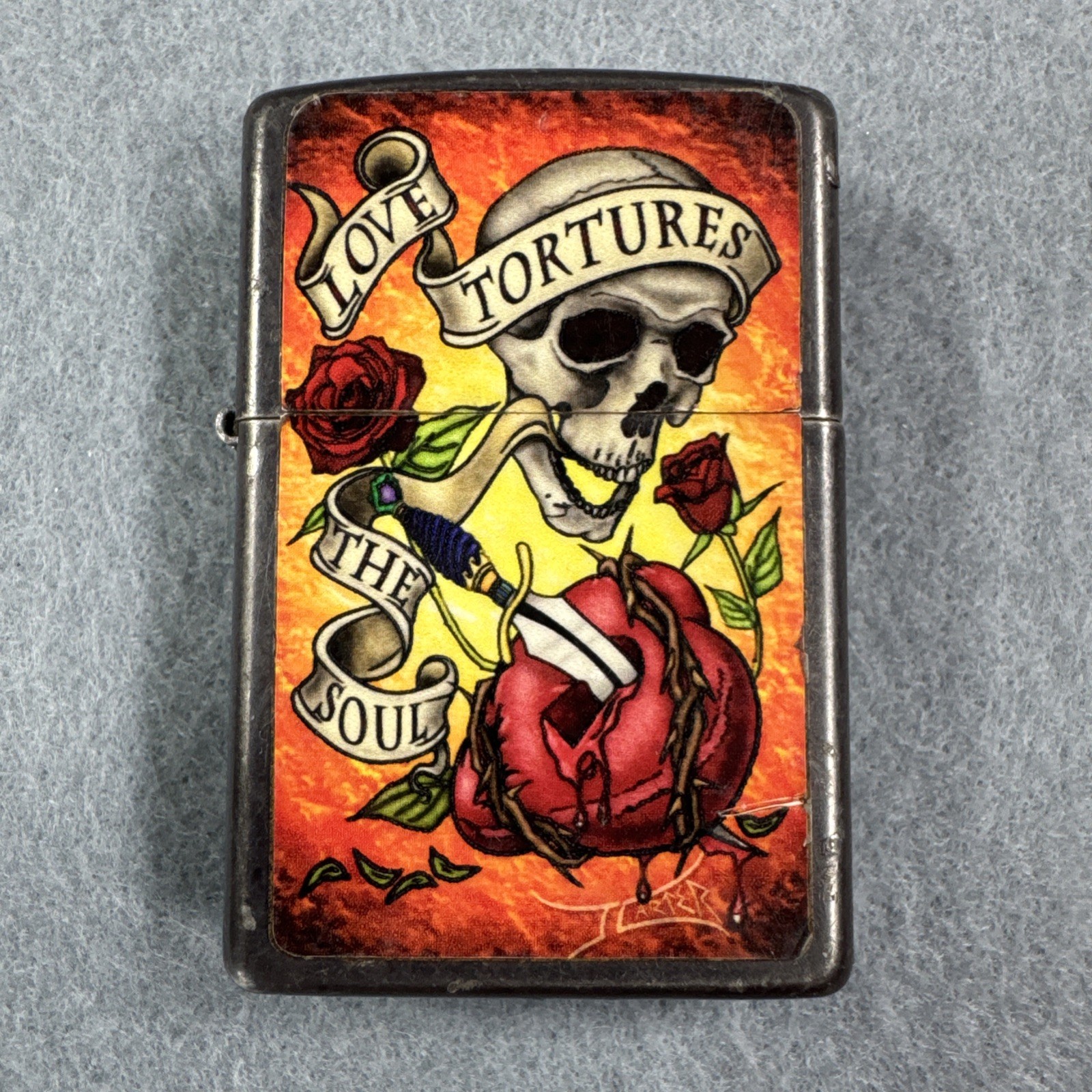 Zippo Ed Hardy Love Tortures The Soul Lighter Tattoo RARE HARD TO FIND