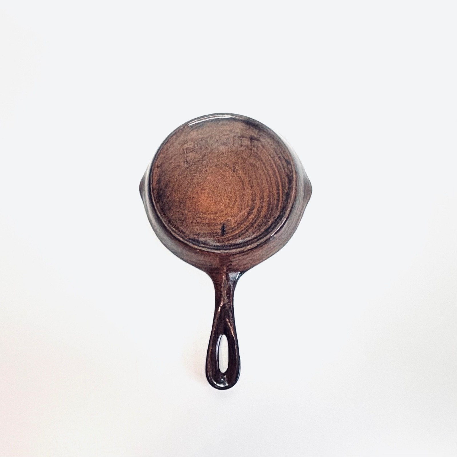 FAVORITE PIQUA WARE #1 cast iron enamel small skillet heat ring vintage CRACKED