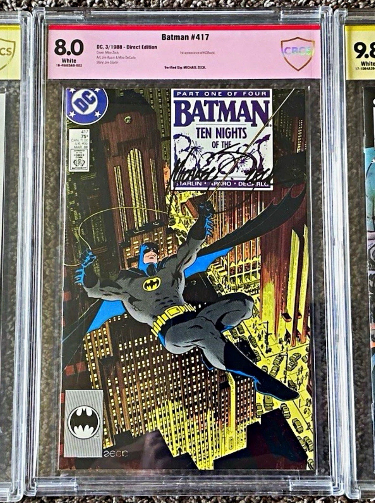 Batman #417 (DC, 1988) CBCS 8.0 White Direct Edition Signed Michael Zeck